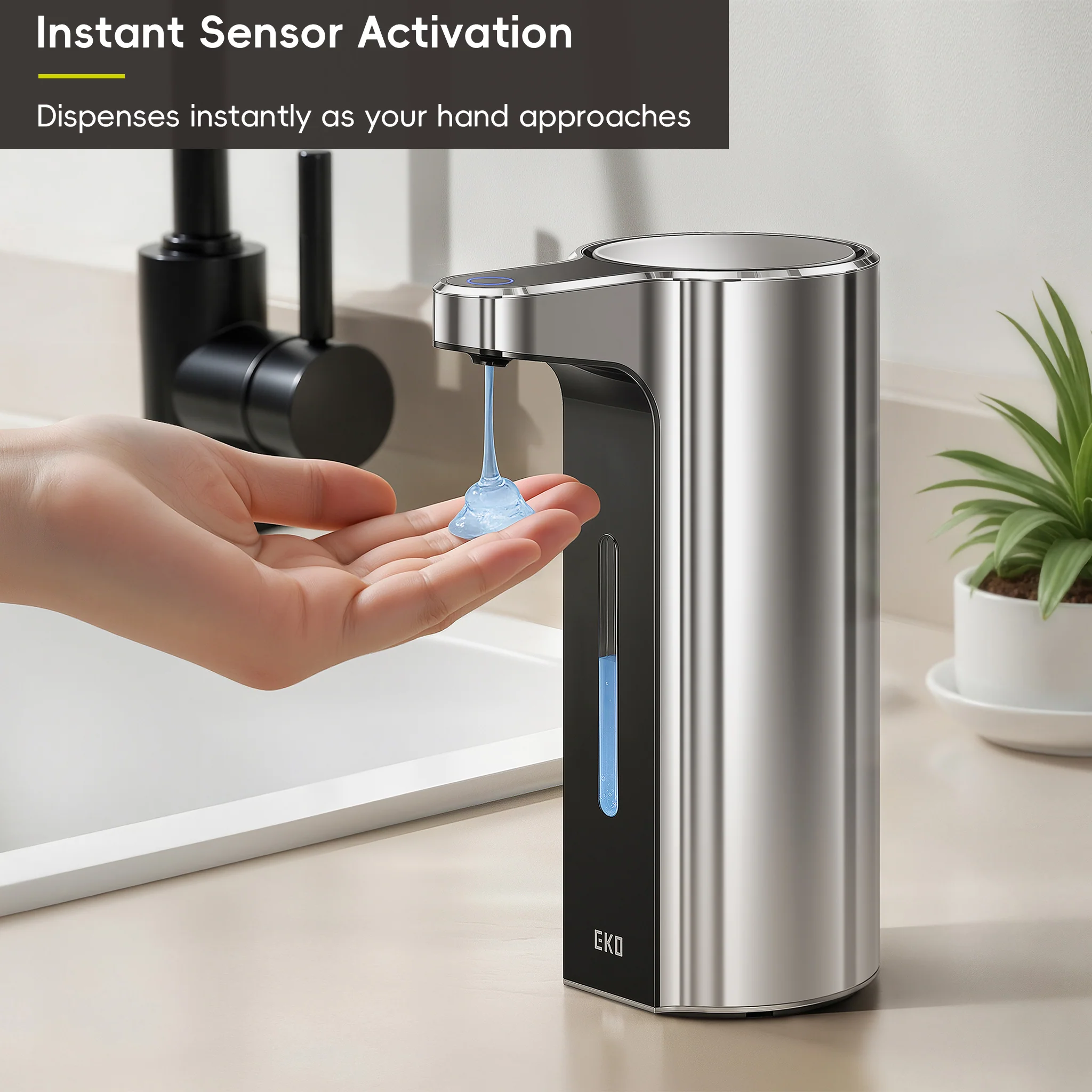 Aroma Pro 13.5 fl oz Touchless Automatic Liquid Soap Dispenser-Chrome Metallic - Image 3