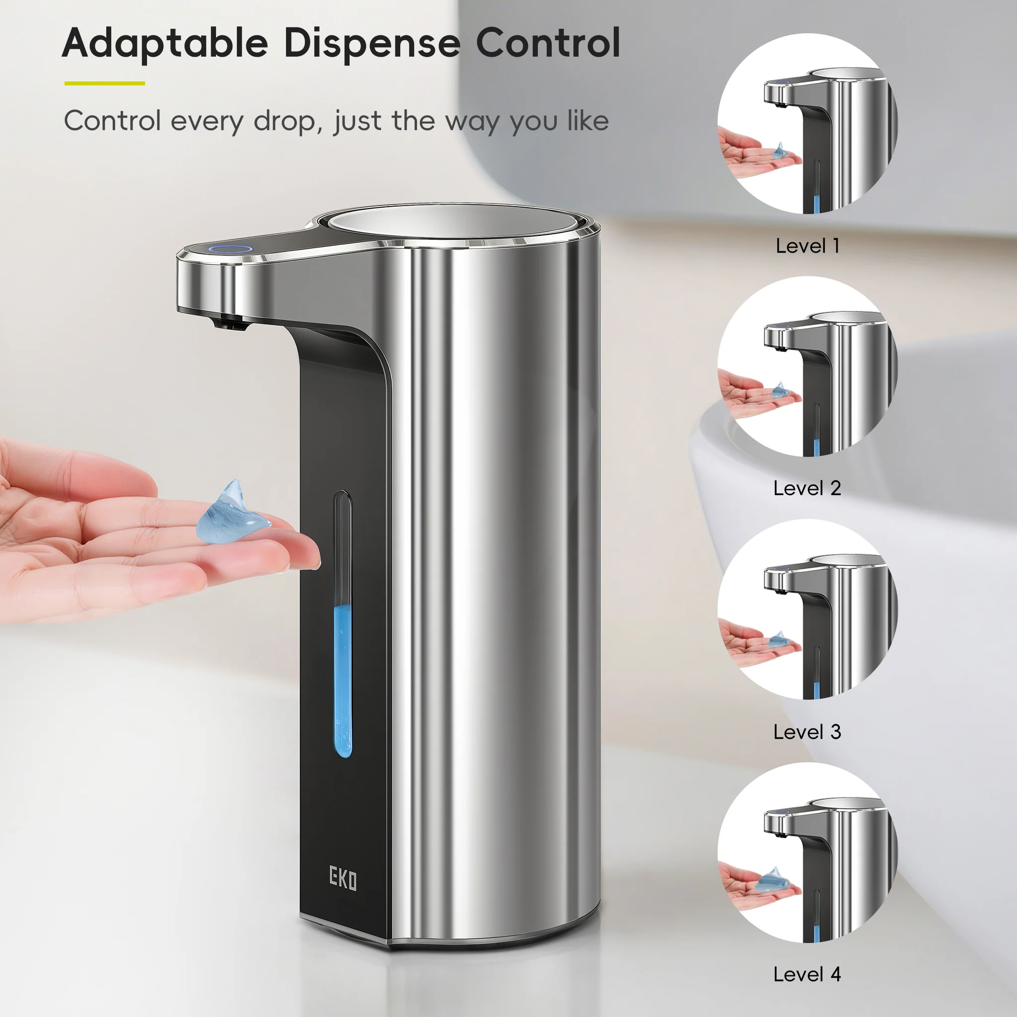 Aroma Pro 13.5 fl oz Touchless Automatic Liquid Soap Dispenser-Chrome Metallic - Image 7