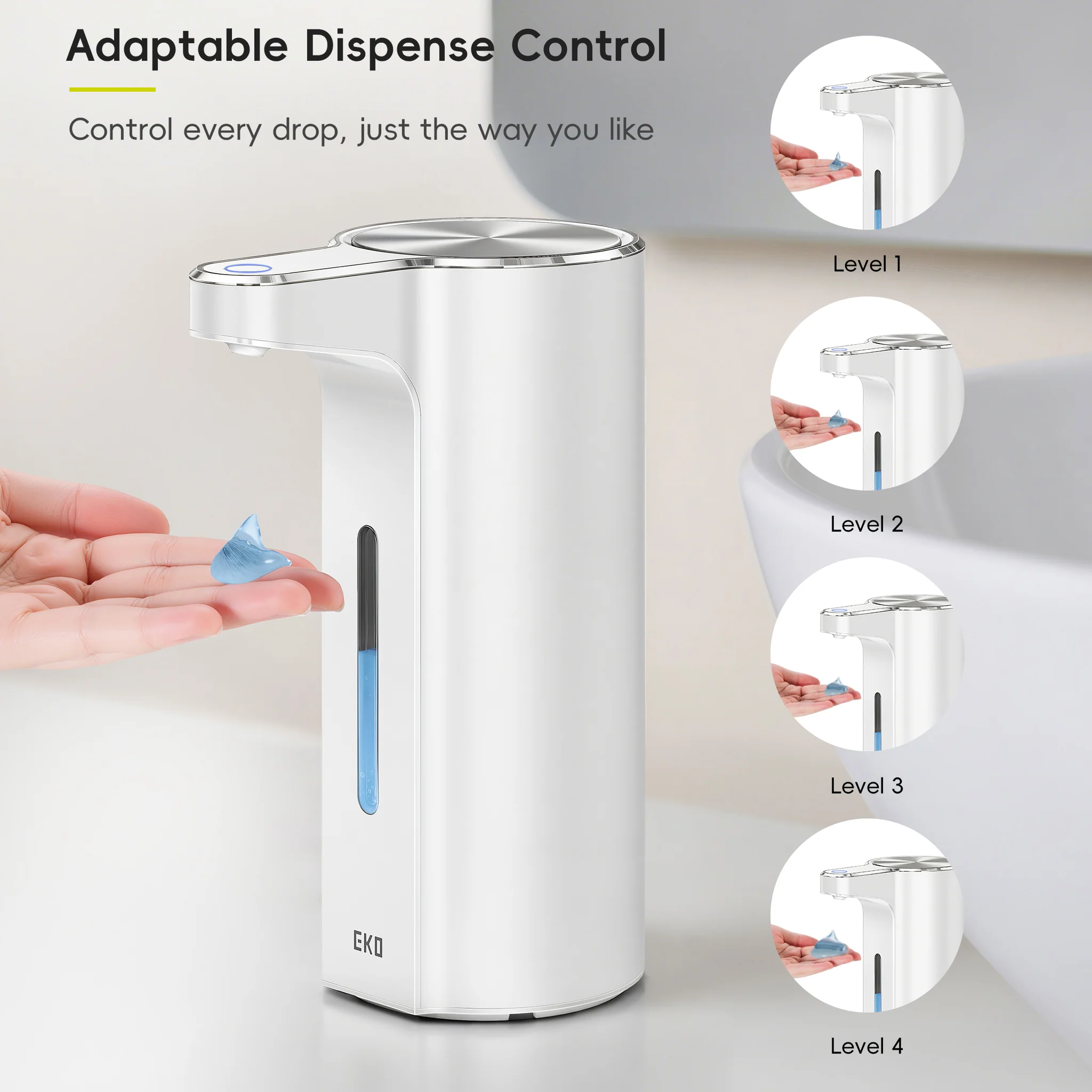 Aroma Pro 13.5 fl oz Touchless Automatic Liquid Soap Dispenser-Matte White - Image 6