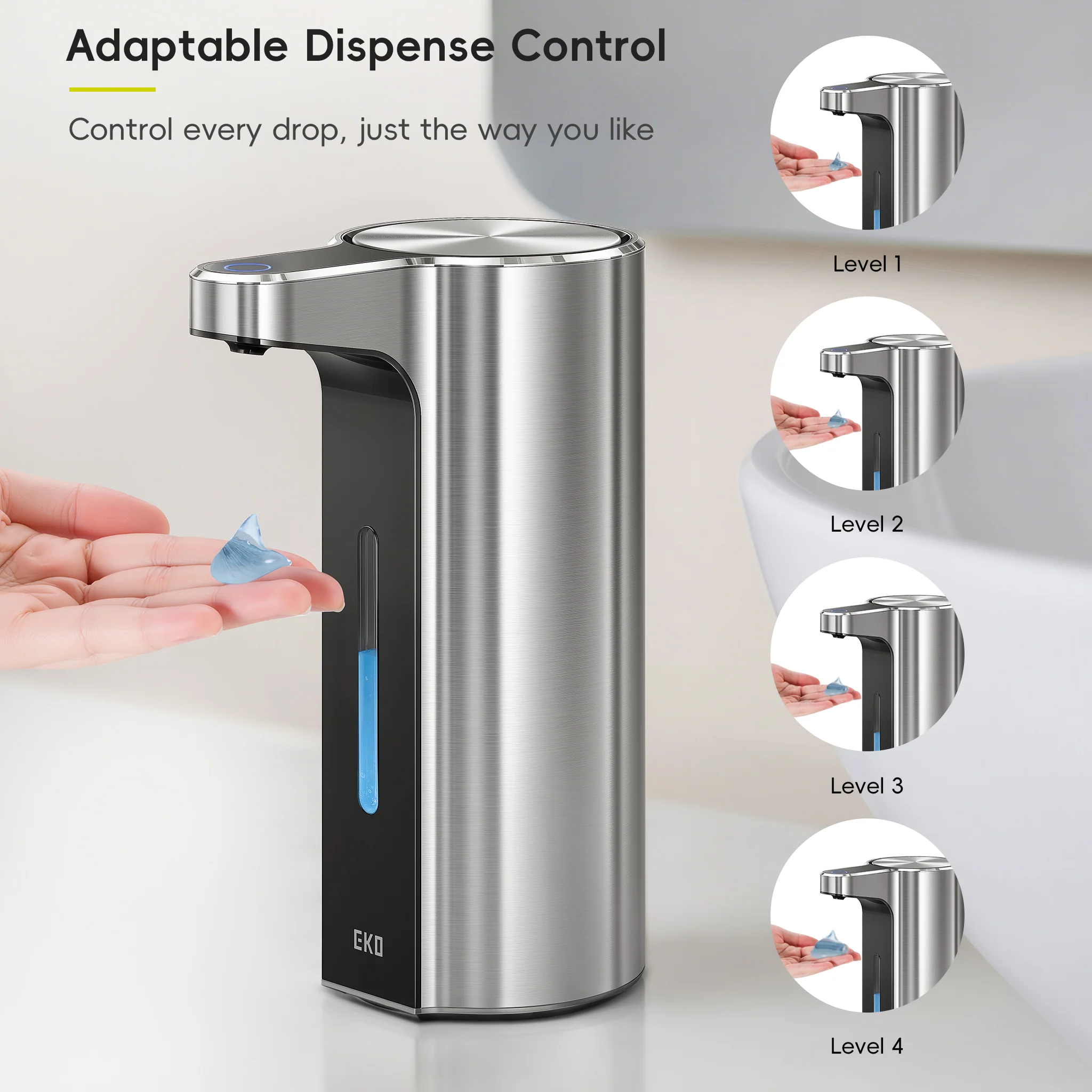 Aroma Pro 13.5 fl oz Touchless Automatic Liquid Soap Dispenser-Stainless Steel - Image 7