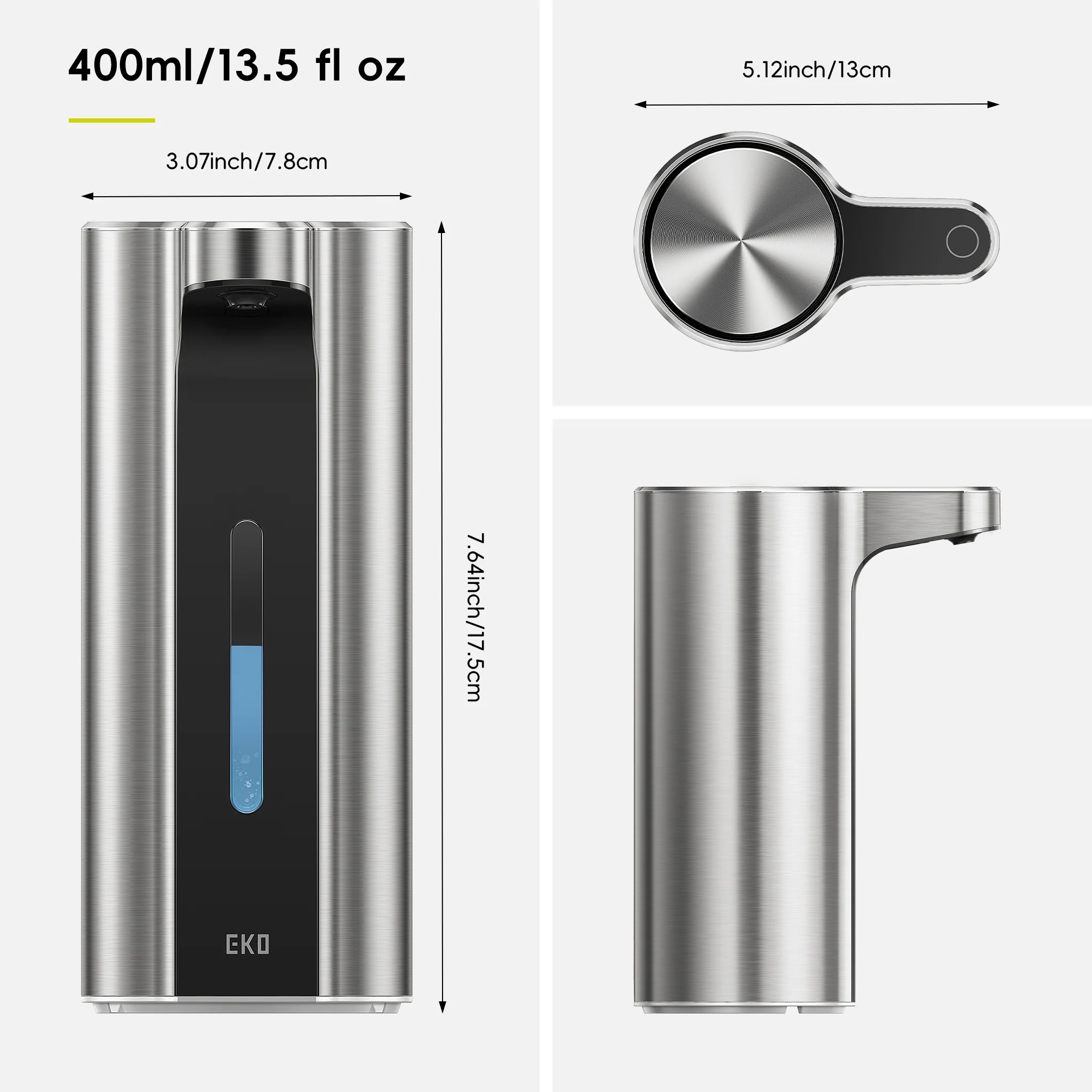 Aroma Pro 13.5 fl oz Touchless Automatic Liquid Soap Dispenser-Stainless Steel - Image 9