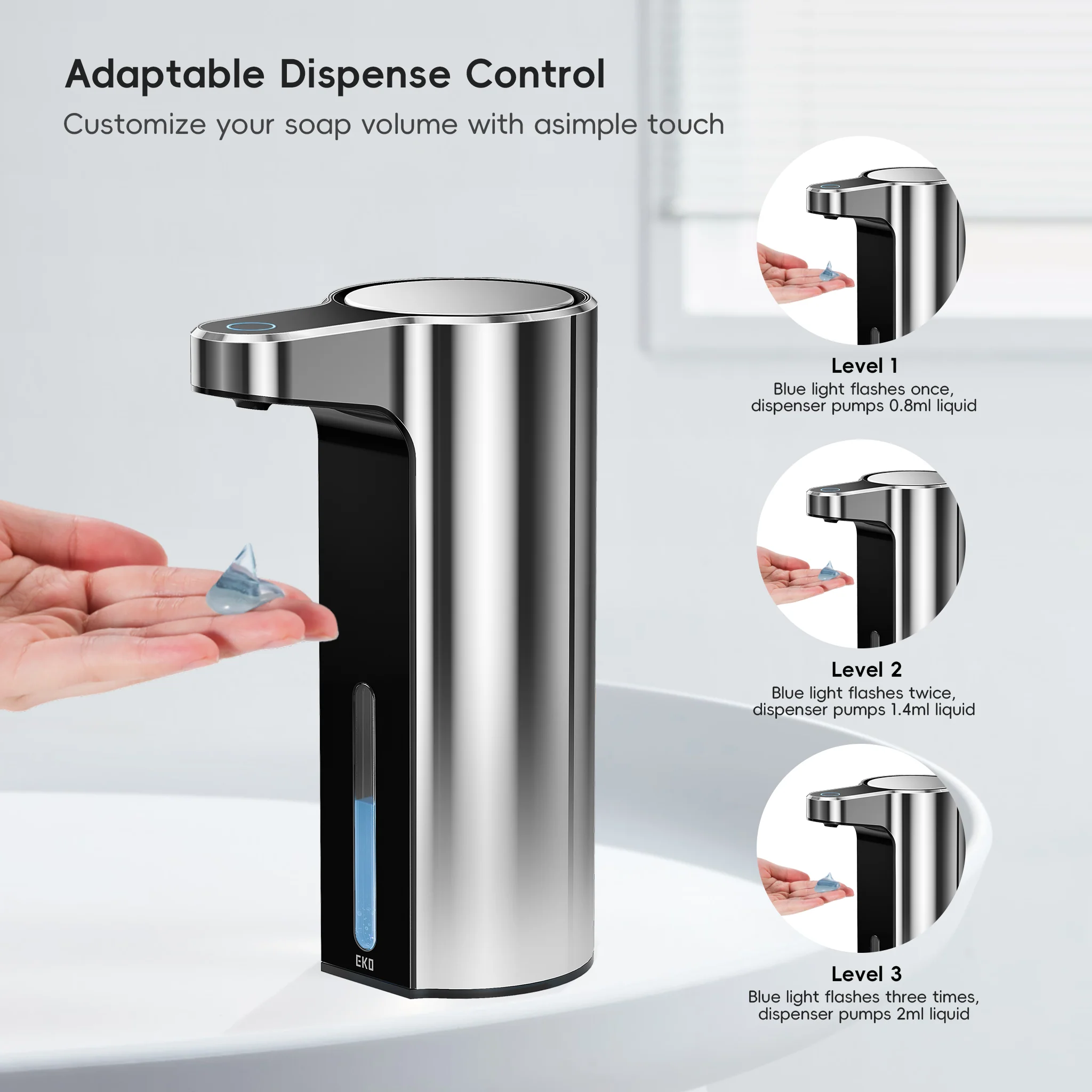 Aroma Smart Liquid Soap Dispenser - Chrome Metallic - Image 4