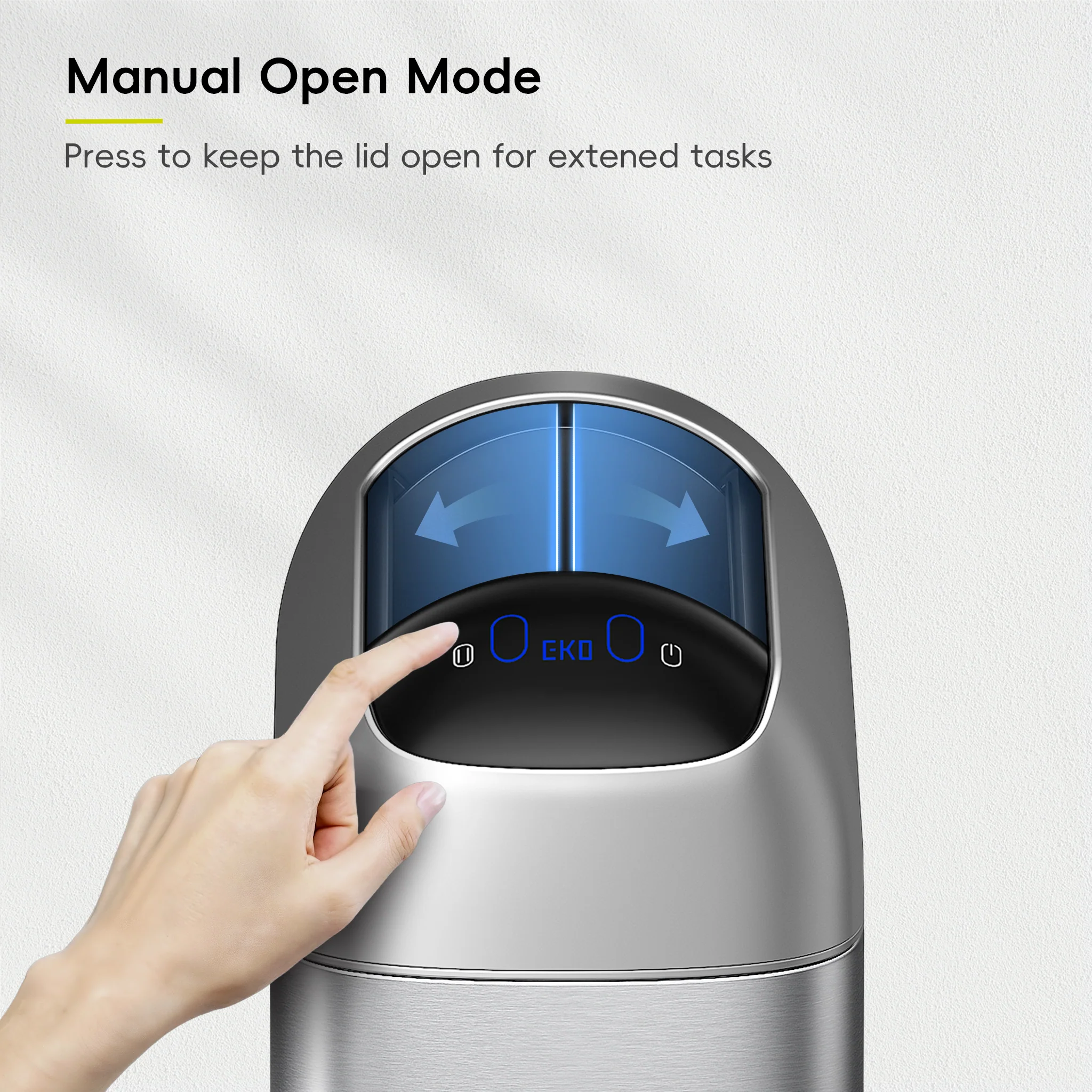 Astro 10L / 2.6 Gallon Slim Sensor Trash Can with Butterfly Lid-Matte Stainless Steel - Image 6