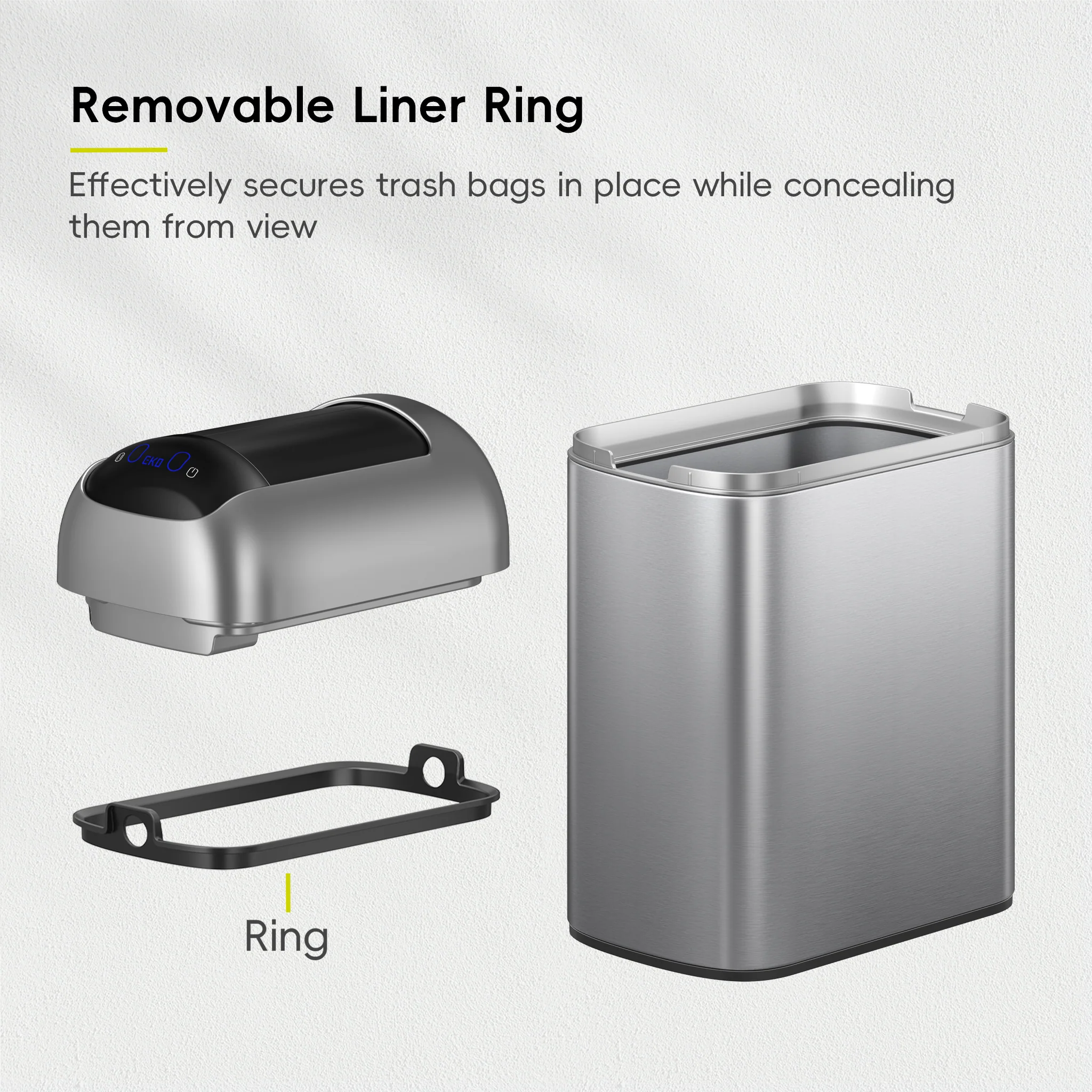 Astro 10L / 2.6 Gallon Slim Sensor Trash Can with Butterfly Lid-Matte Stainless Steel - Image 8