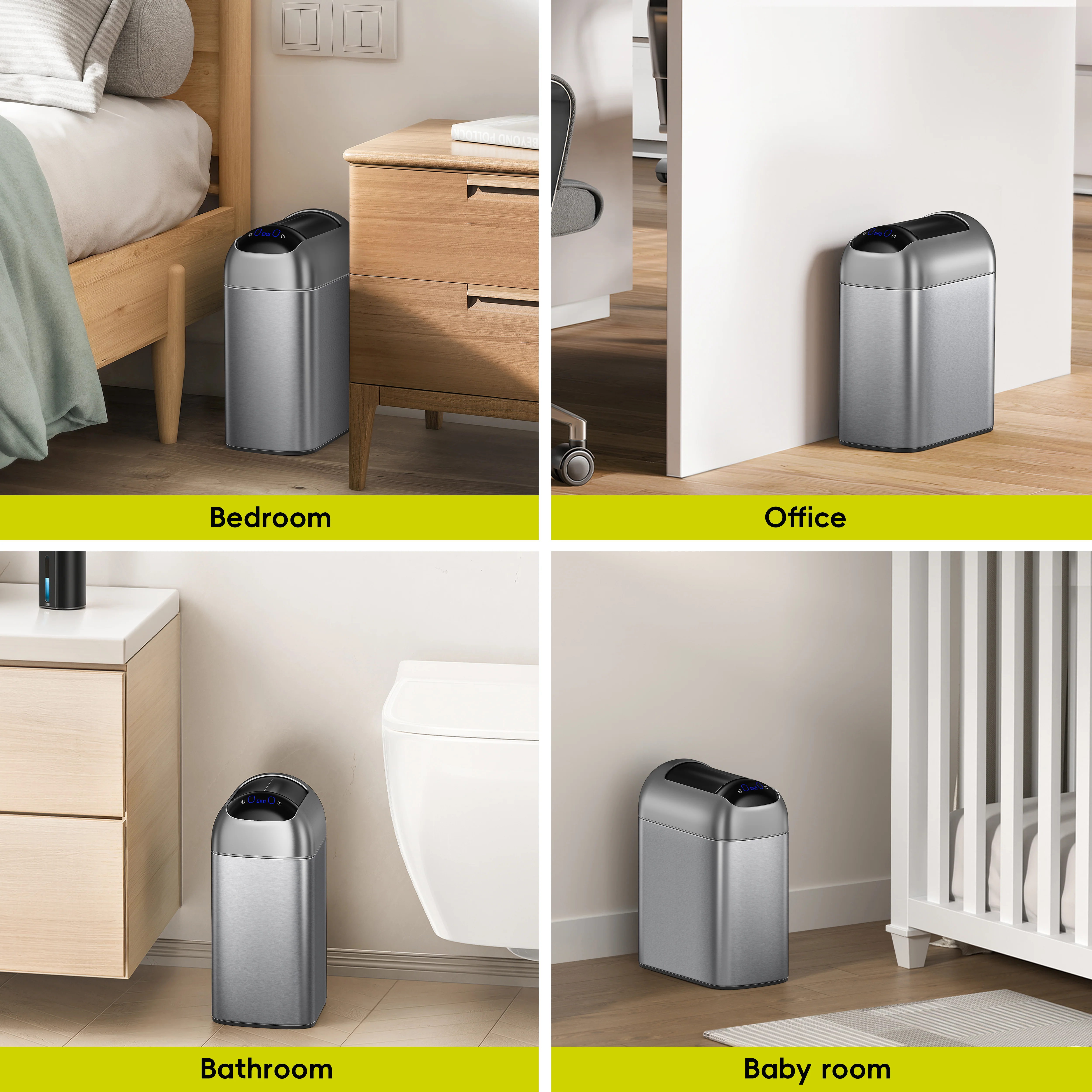 Astro 10L / 2.6 Gallon Slim Sensor Trash Can with Butterfly Lid-Matte Stainless Steel - Image 9
