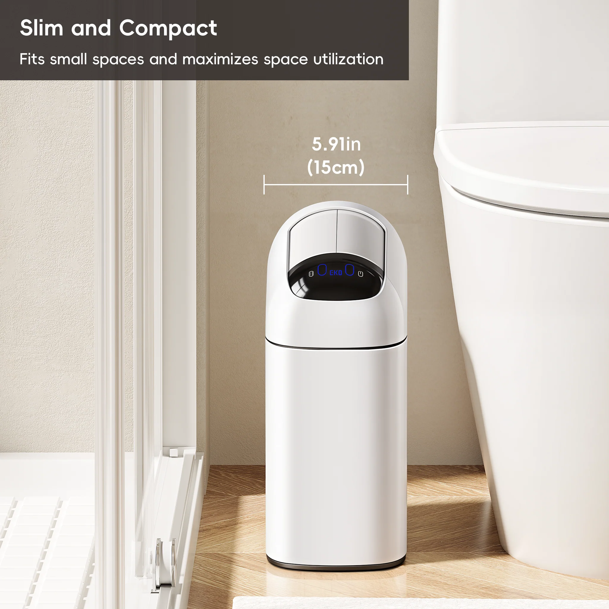 Astro 10L / 2.6 Gallon Slim Sensor Trash Can with Butterfly Lid-Matte White - Image 5