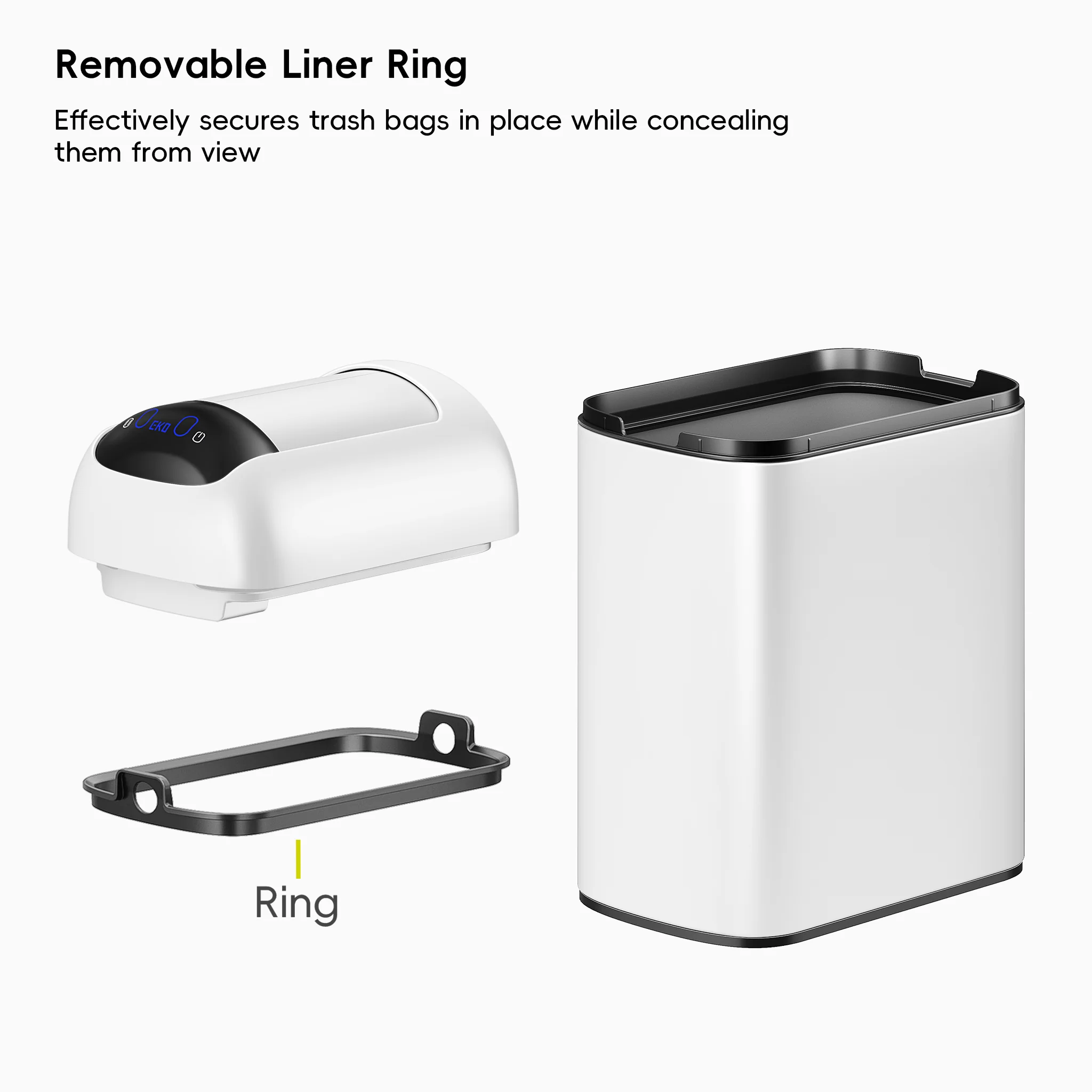 Astro 10L / 2.6 Gallon Slim Sensor Trash Can with Butterfly Lid-Matte White - Image 7