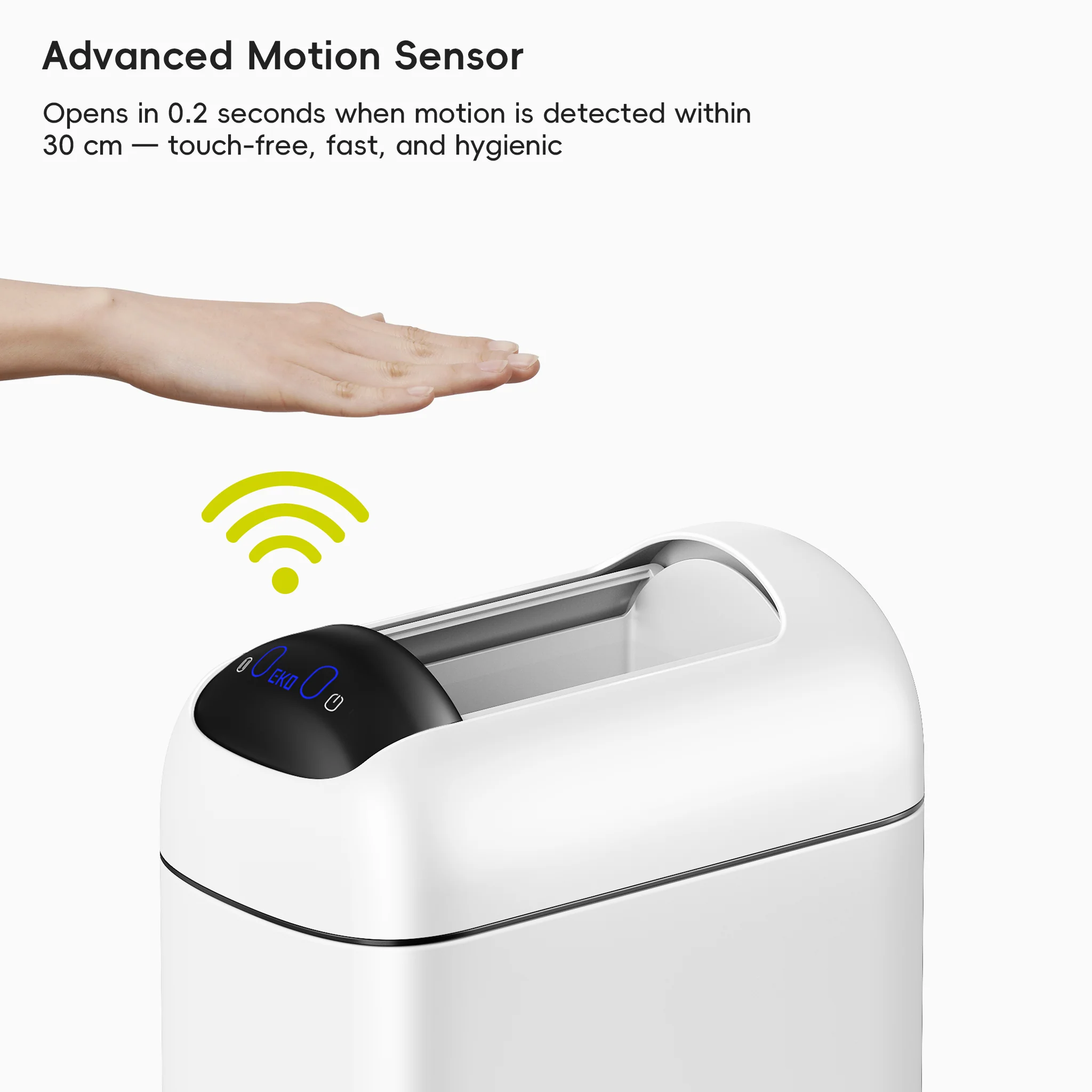 Astro 10L / 2.6 Gallon Slim Sensor Trash Can with Butterfly Lid-Matte White - Image 8