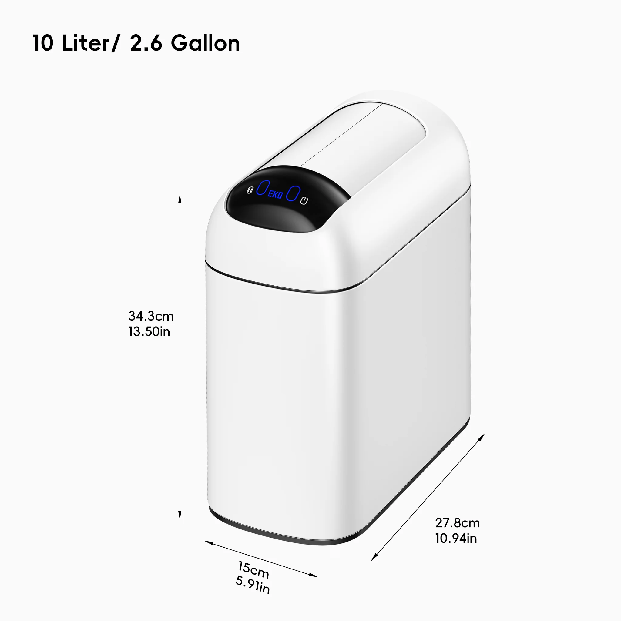 Astro 10L / 2.6 Gallon Slim Sensor Trash Can with Butterfly Lid-Matte White - Image 9
