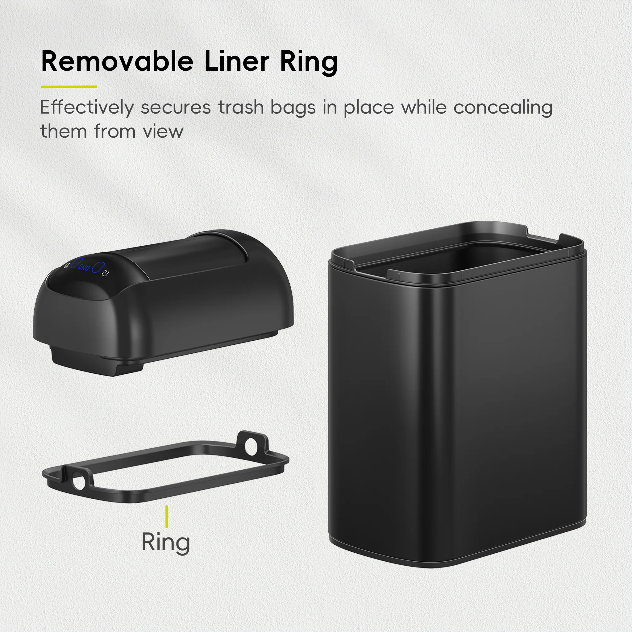 Astro  10L / 2.6 Gallon Slim Sensor Trash Can with Soft-Close Butterfly Lid-Matte Black - Image 10