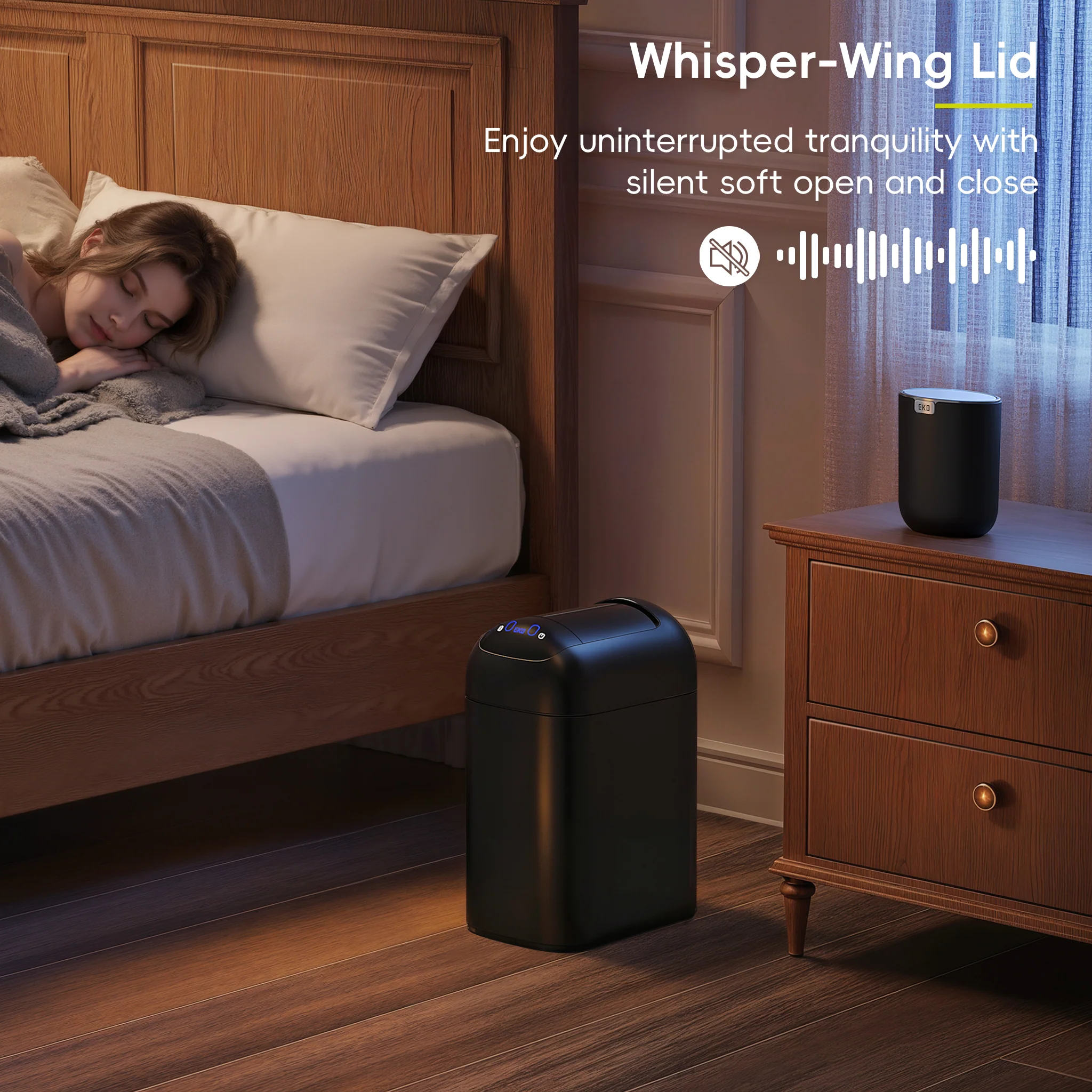 Astro  10L / 2.6 Gallon Slim Sensor Trash Can with Soft-Close Butterfly Lid-Matte Black - Image 2