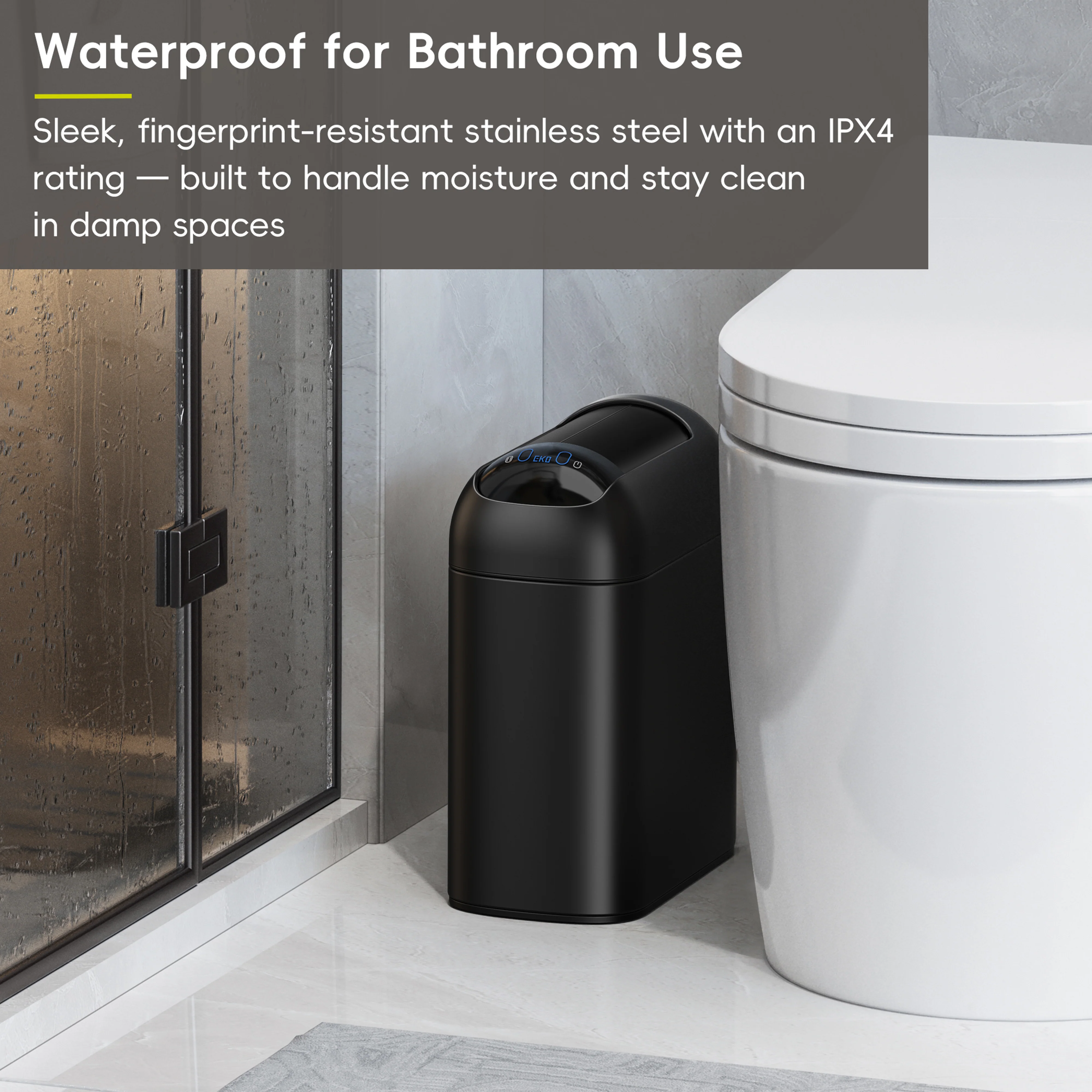 Astro  10L / 2.6 Gallon Slim Sensor Trash Can with Soft-Close Butterfly Lid-Matte Black - Image 5