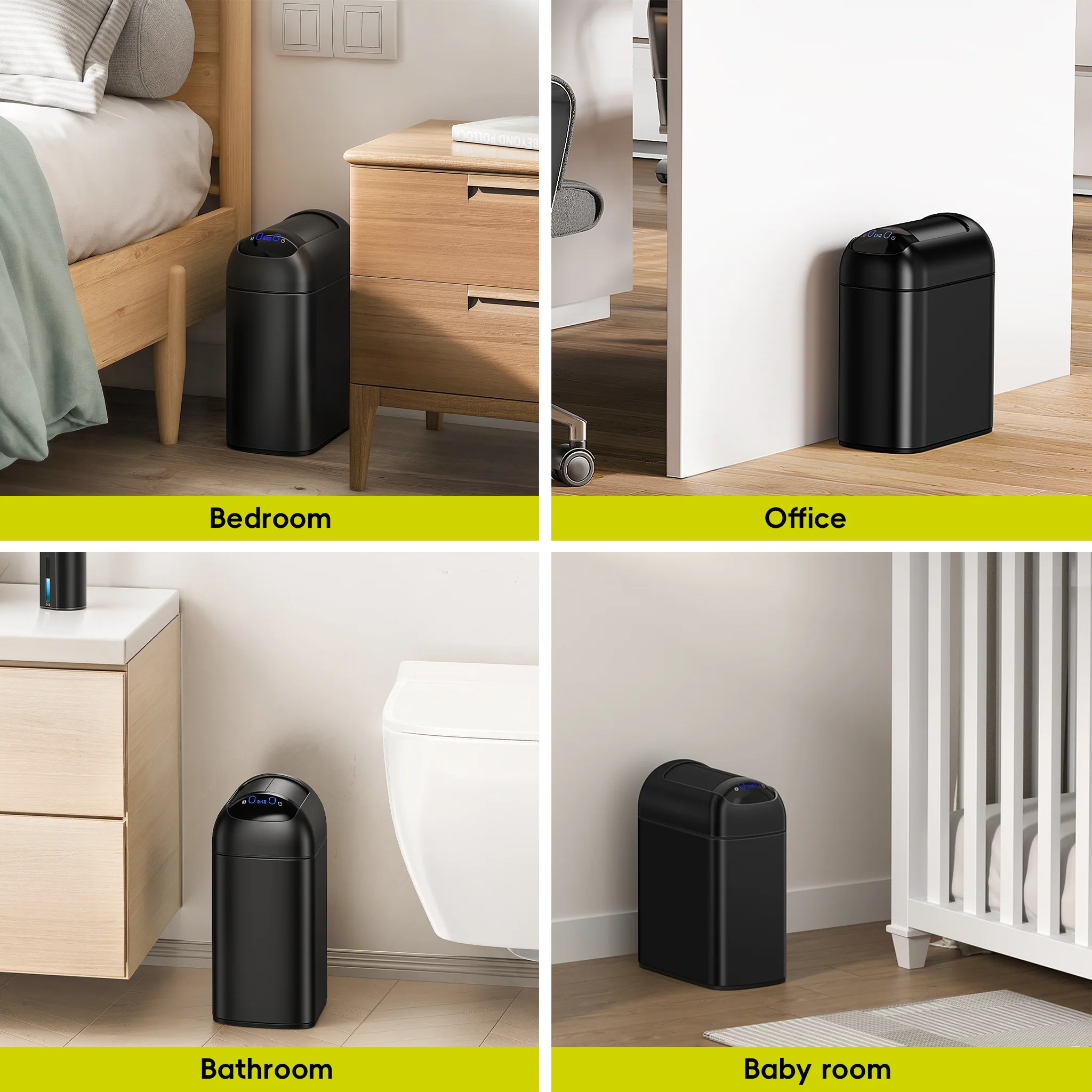 Astro  10L / 2.6 Gallon Slim Sensor Trash Can with Soft-Close Butterfly Lid-Matte Black - Image 6