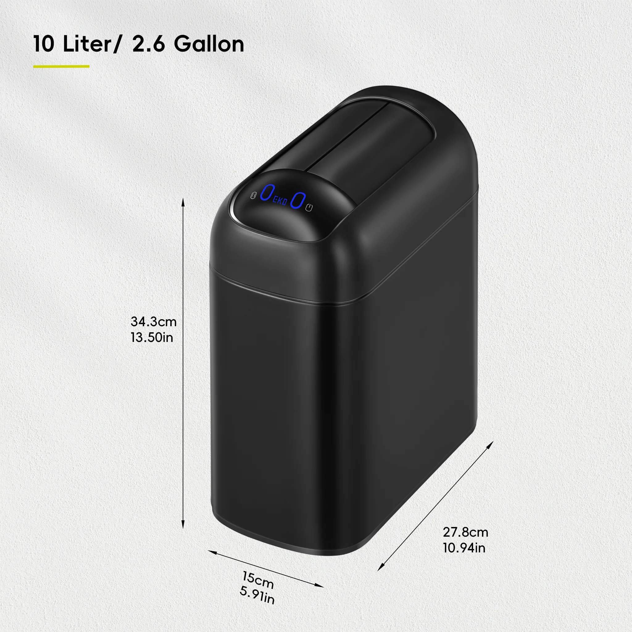 Astro  10L / 2.6 Gallon Slim Sensor Trash Can with Soft-Close Butterfly Lid-Matte Black - Image 7