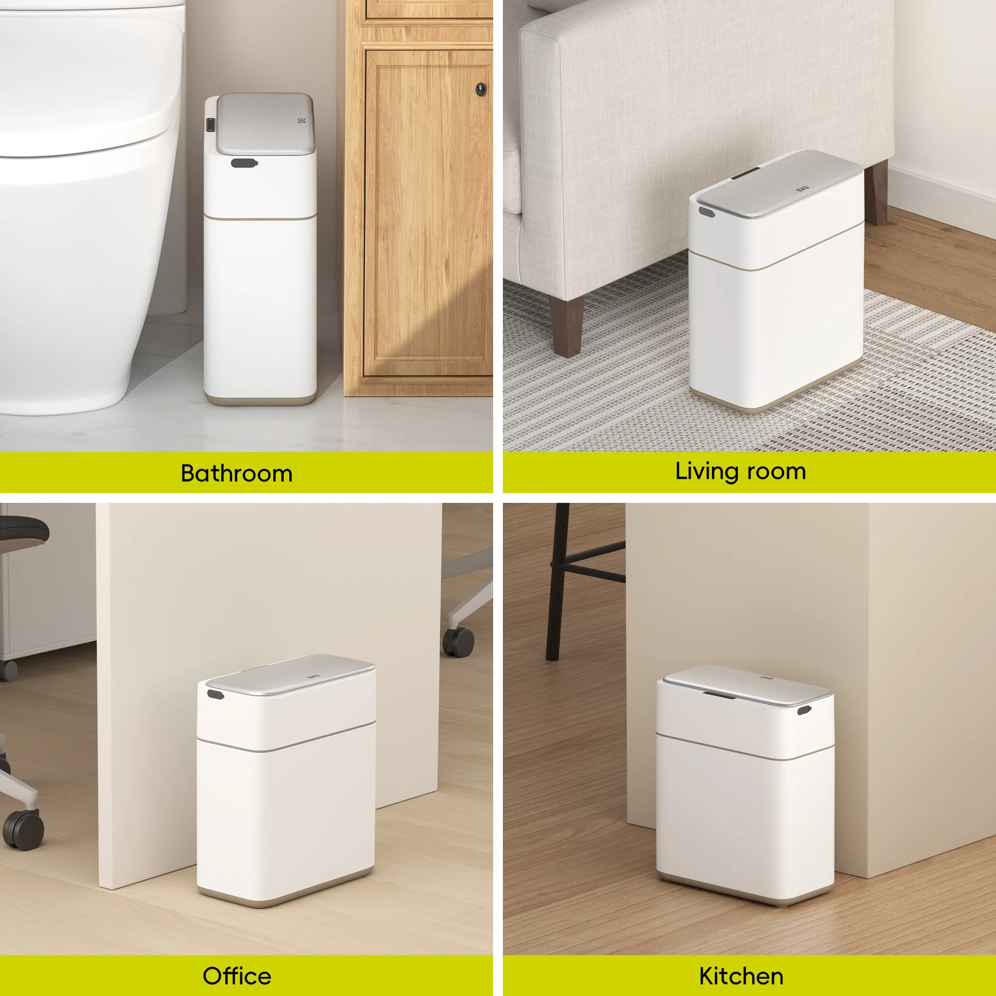 Bono Sensor Bathroom Trash Can with Lid - 8L/2.1 Gallon-White - Image 8