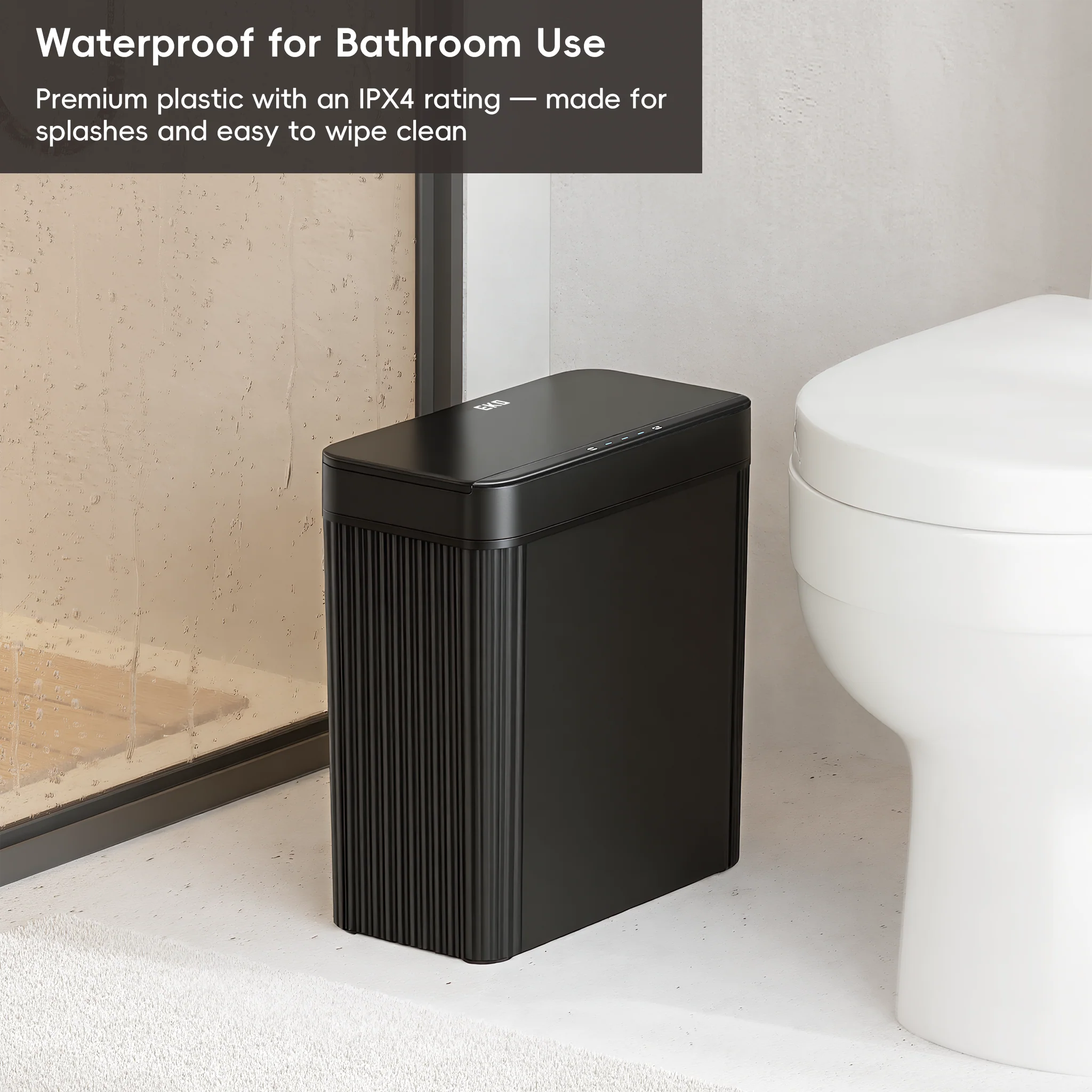 Brio 10L / 2.6 Gallon in Black Compact Design Motion Sensor Trash Can - Image 3