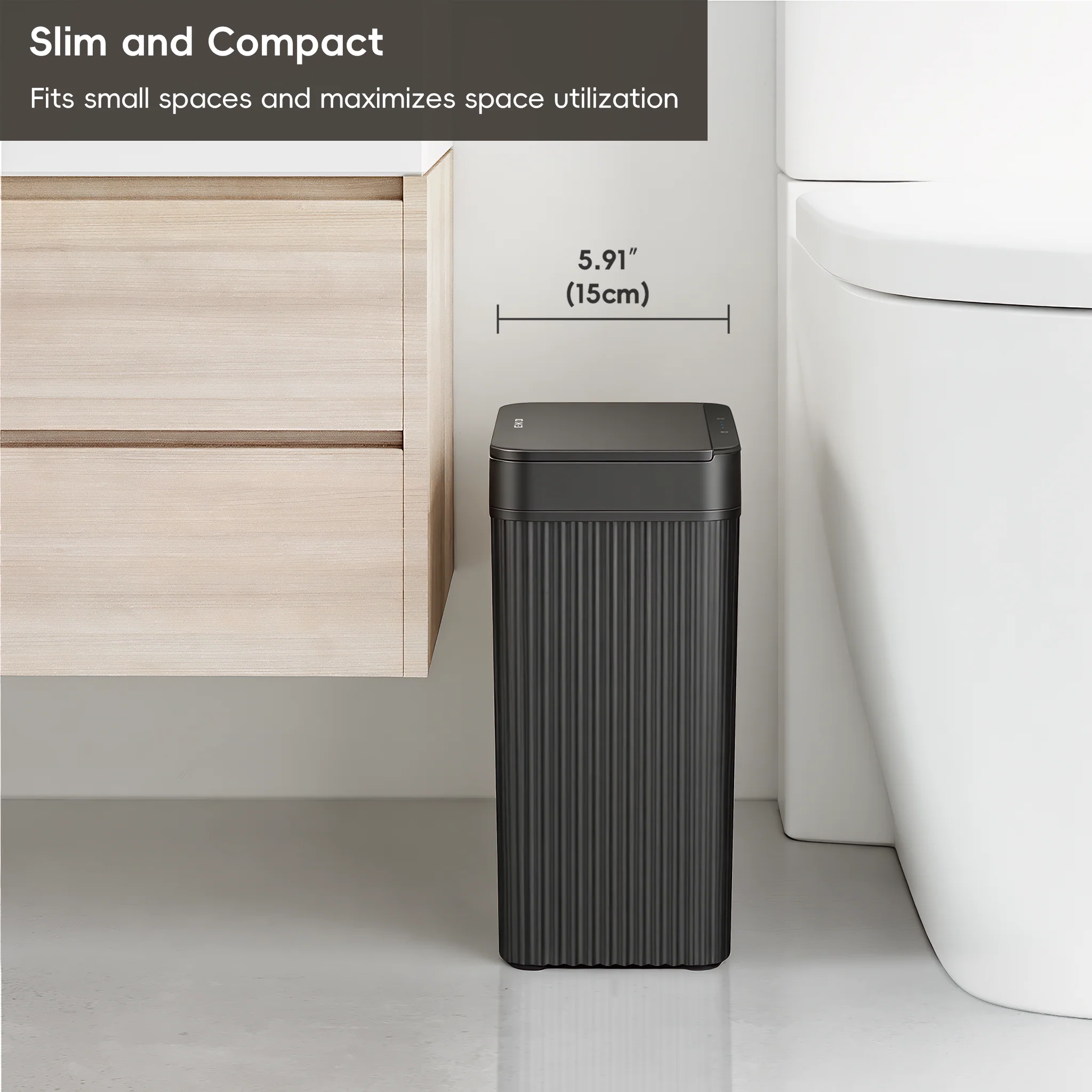 Brio 10L / 2.6 Gallon in Black Compact Design Motion Sensor Trash Can - Image 4