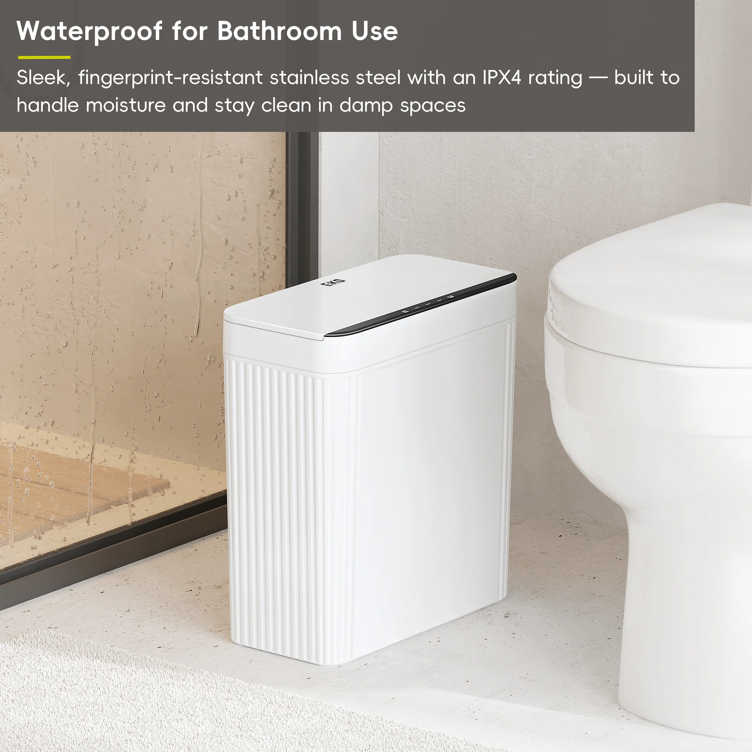 Brio 10L / 2.6 Gallon in White Compact Design Motion Sensor Trash Can - Image 10