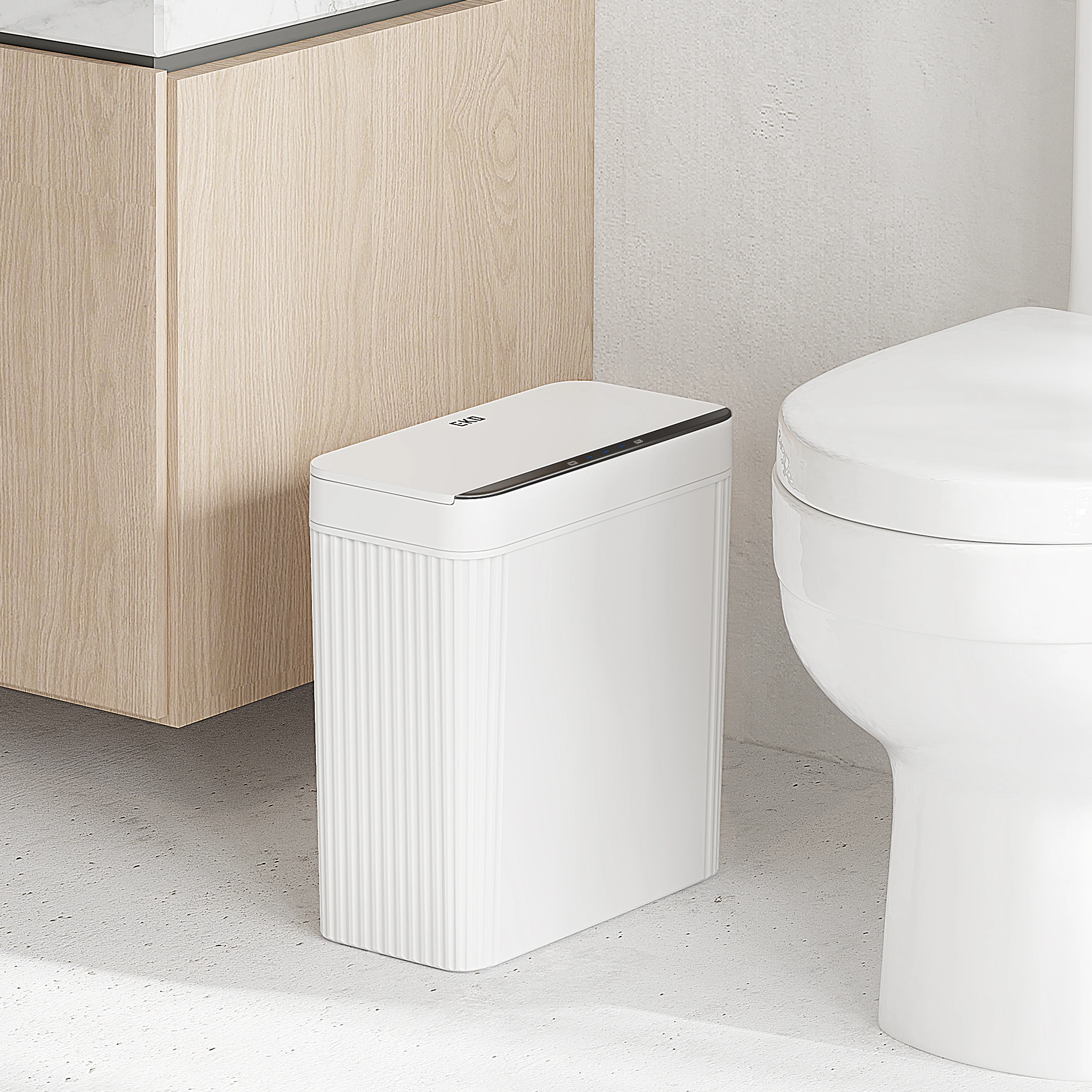 Brio 10L / 2.6 Gallon in White Compact Design Motion Sensor Trash Can - Image 2