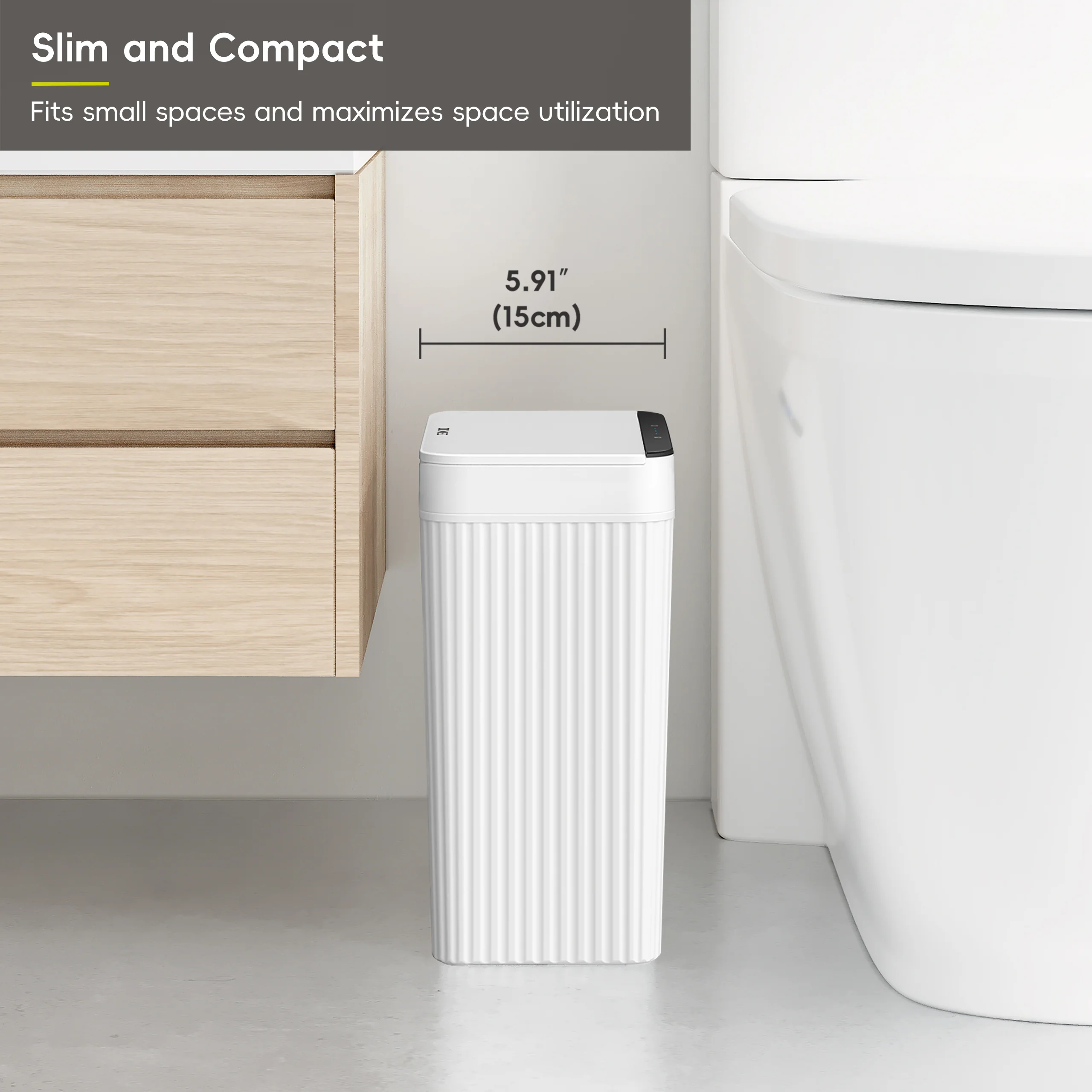 Brio 10L / 2.6 Gallon in White Compact Design Motion Sensor Trash Can - Image 5