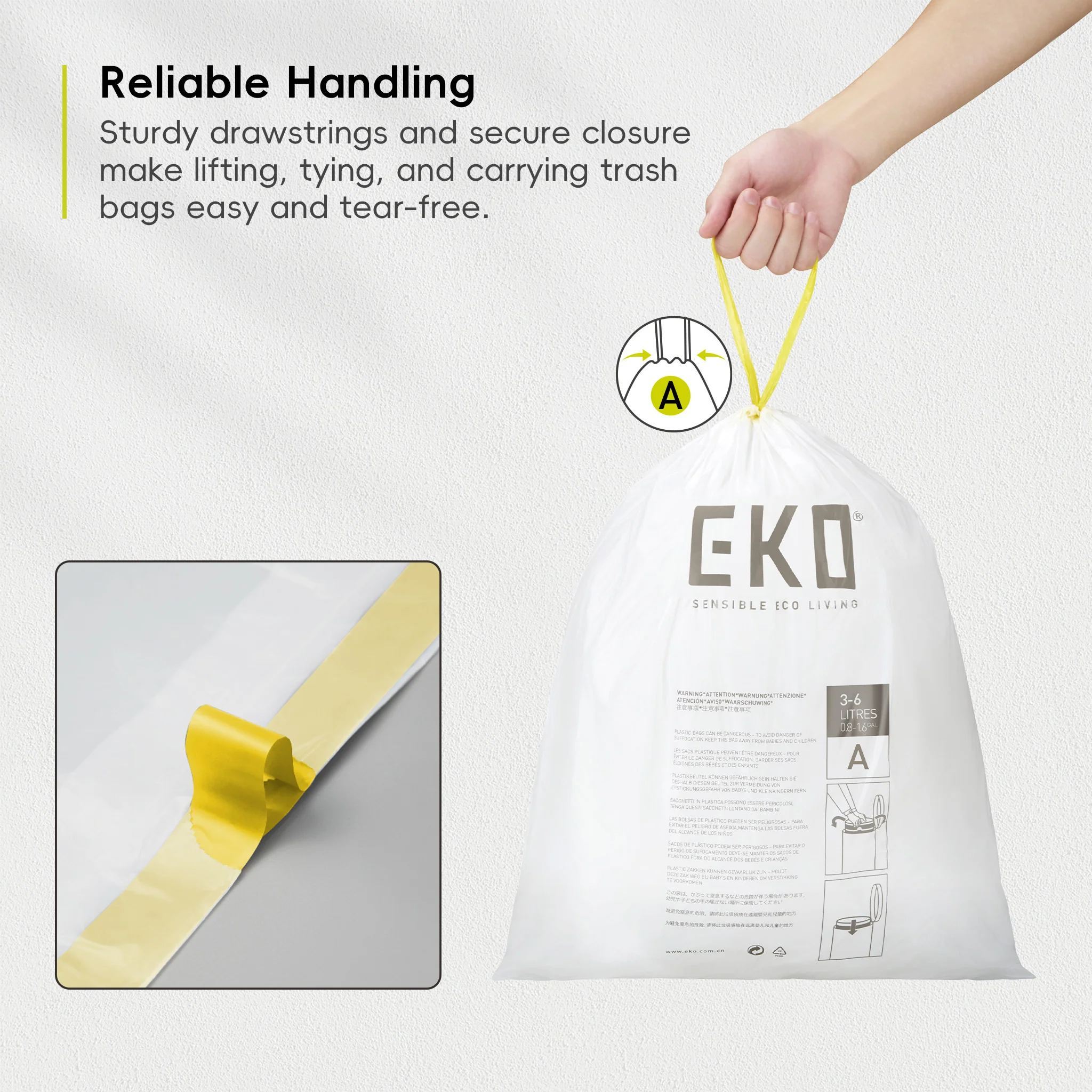 Code A - 1.6 Gallon Easy-Dispense Roll Trash Bag - 80 Count (3-6L) - Image 5