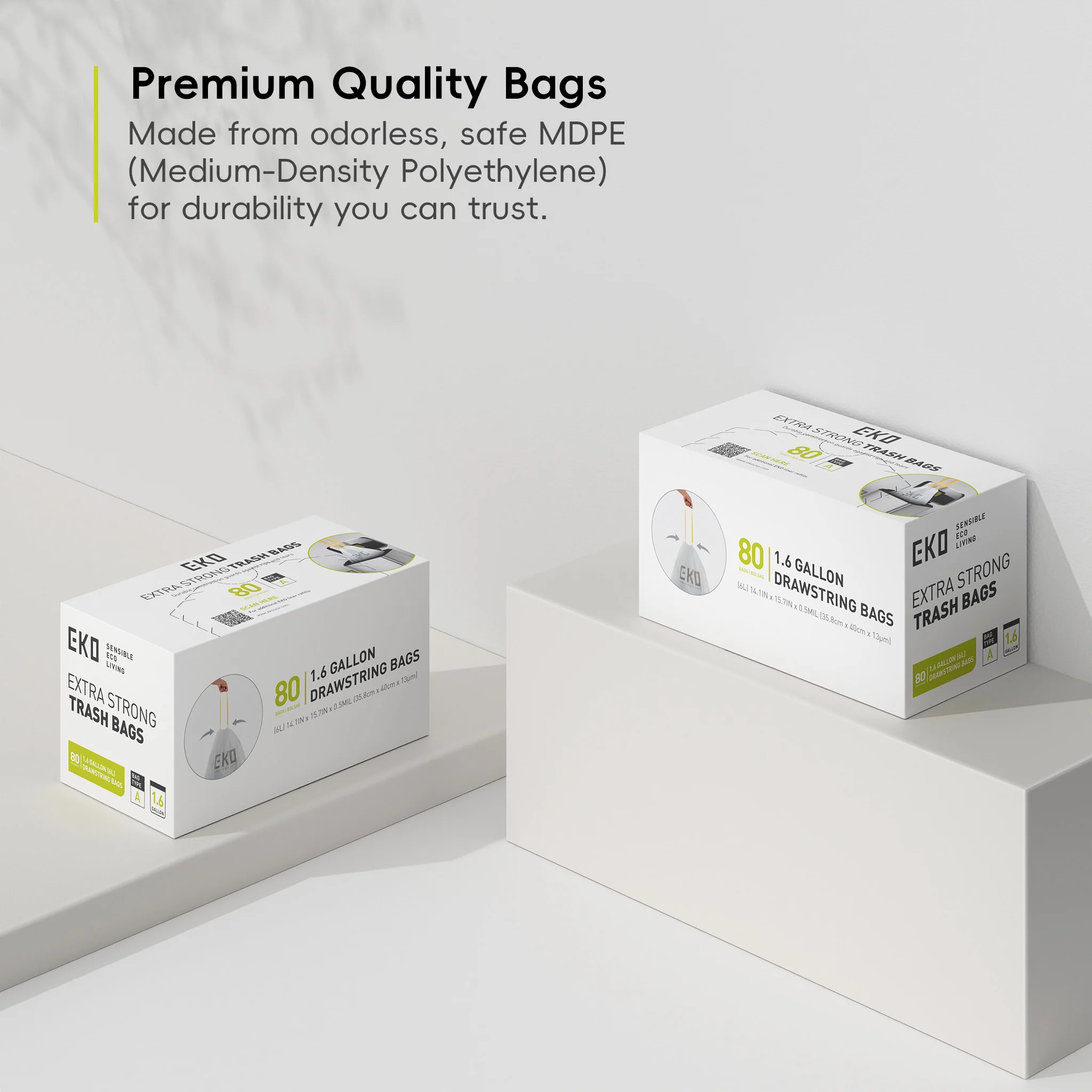 Code A - 1.6 Gallon Easy-Dispense Roll Trash Bag - 80 Count (3-6L) - Image 7