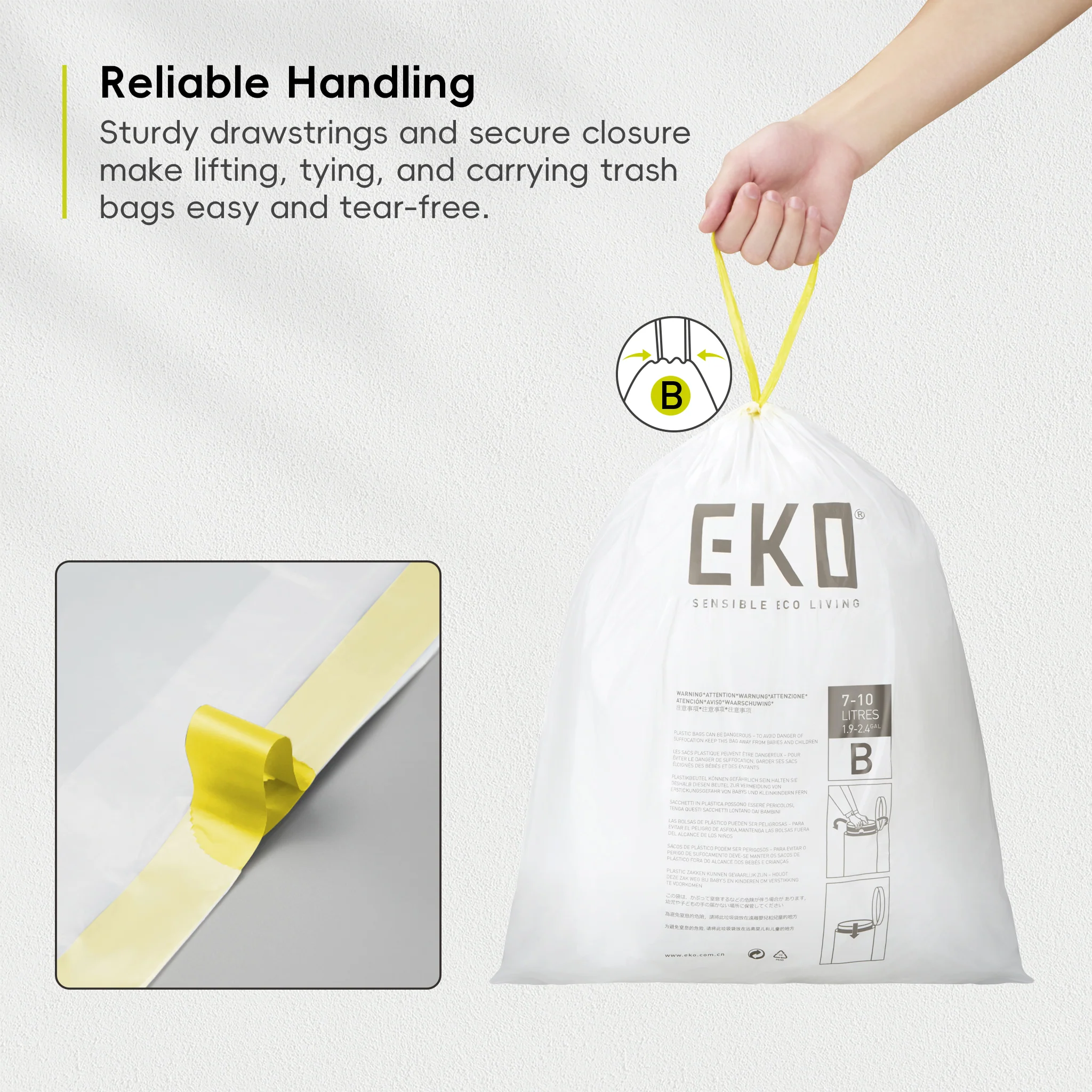 Code B - 2.6 Gallon Easy-Dispense Roll Trash Bag - 80 Count (7-10L) - Image 4
