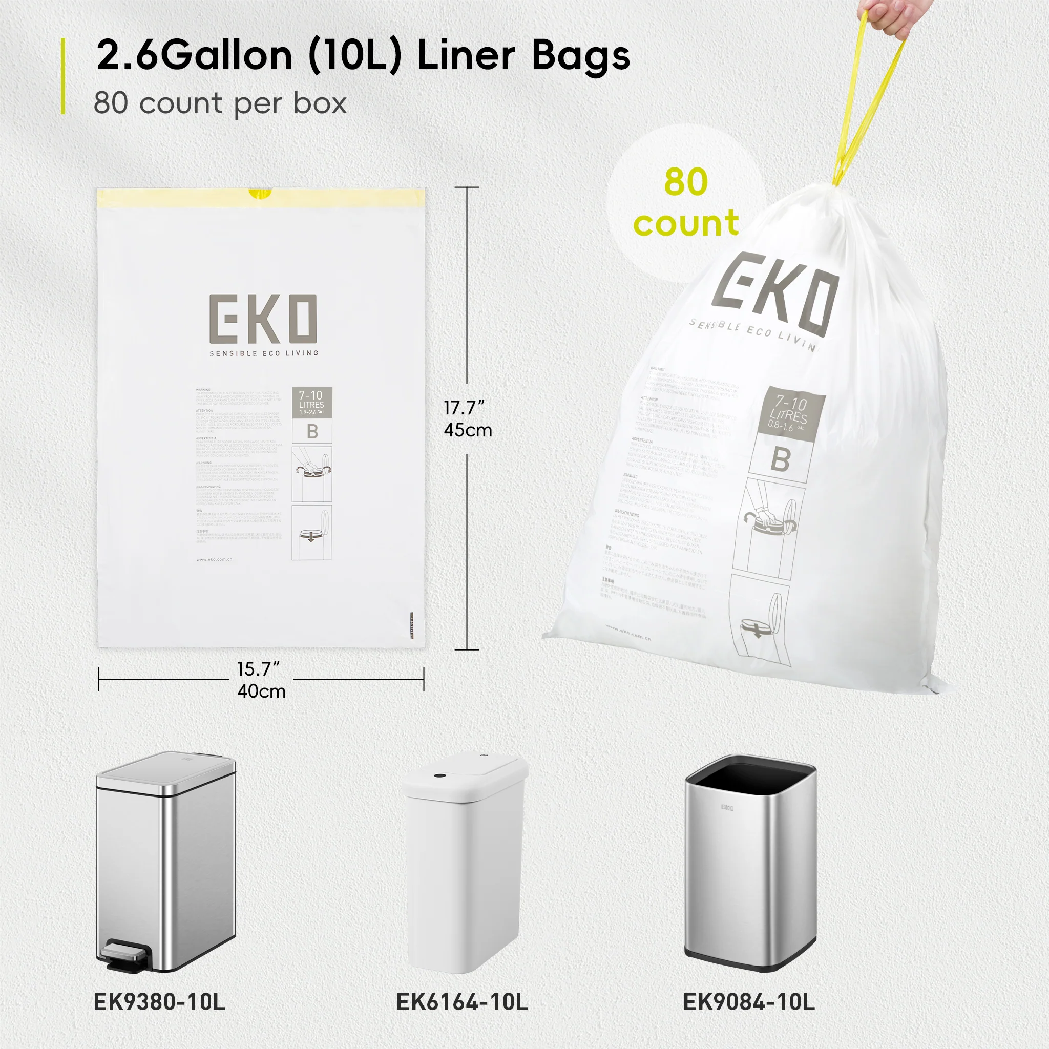 Code B - 2.6 Gallon Easy-Dispense Roll Trash Bag - 80 Count (7-10L) - Image 5