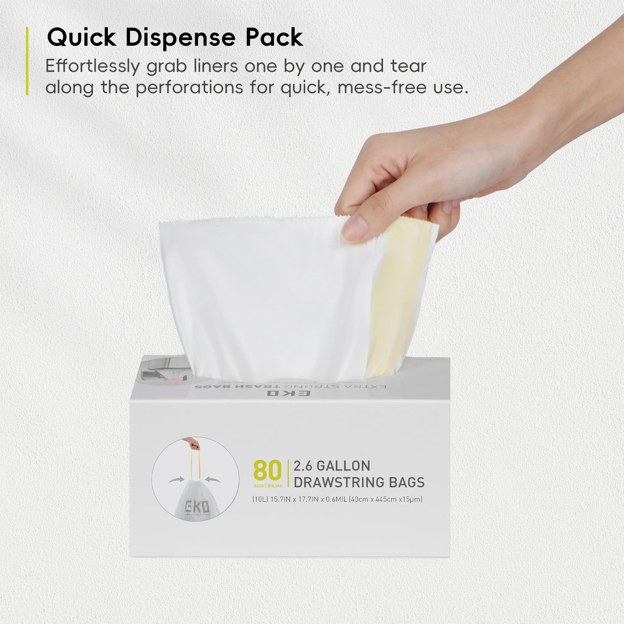 Code B - 2.6 Gallon Easy-Dispense Roll Trash Bag - 80 Count (7-10L) - Image 8