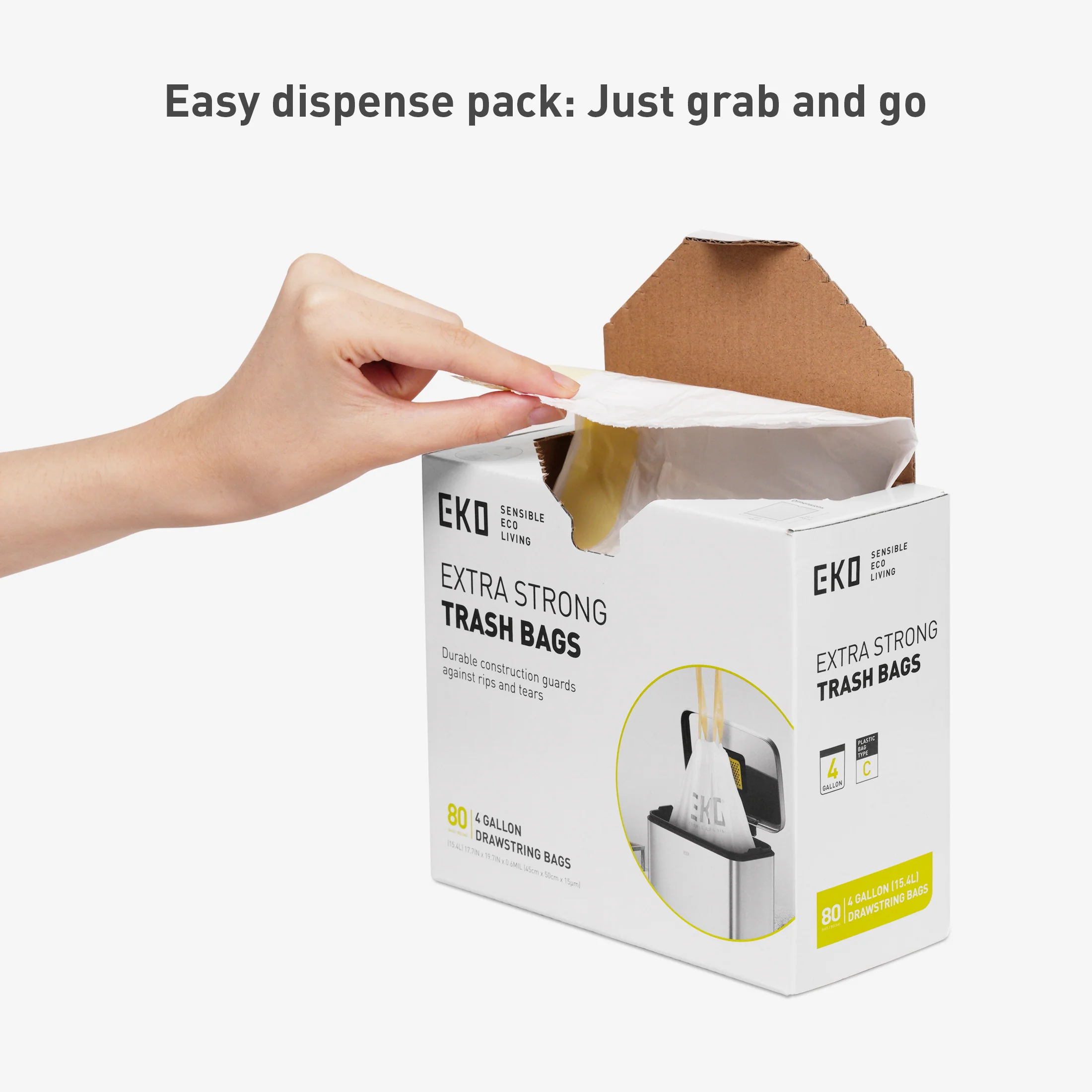 Code C - 4 Gallon Easy-Dispense Roll Trash Bag - 80 Count (10-15L) - Image 3
