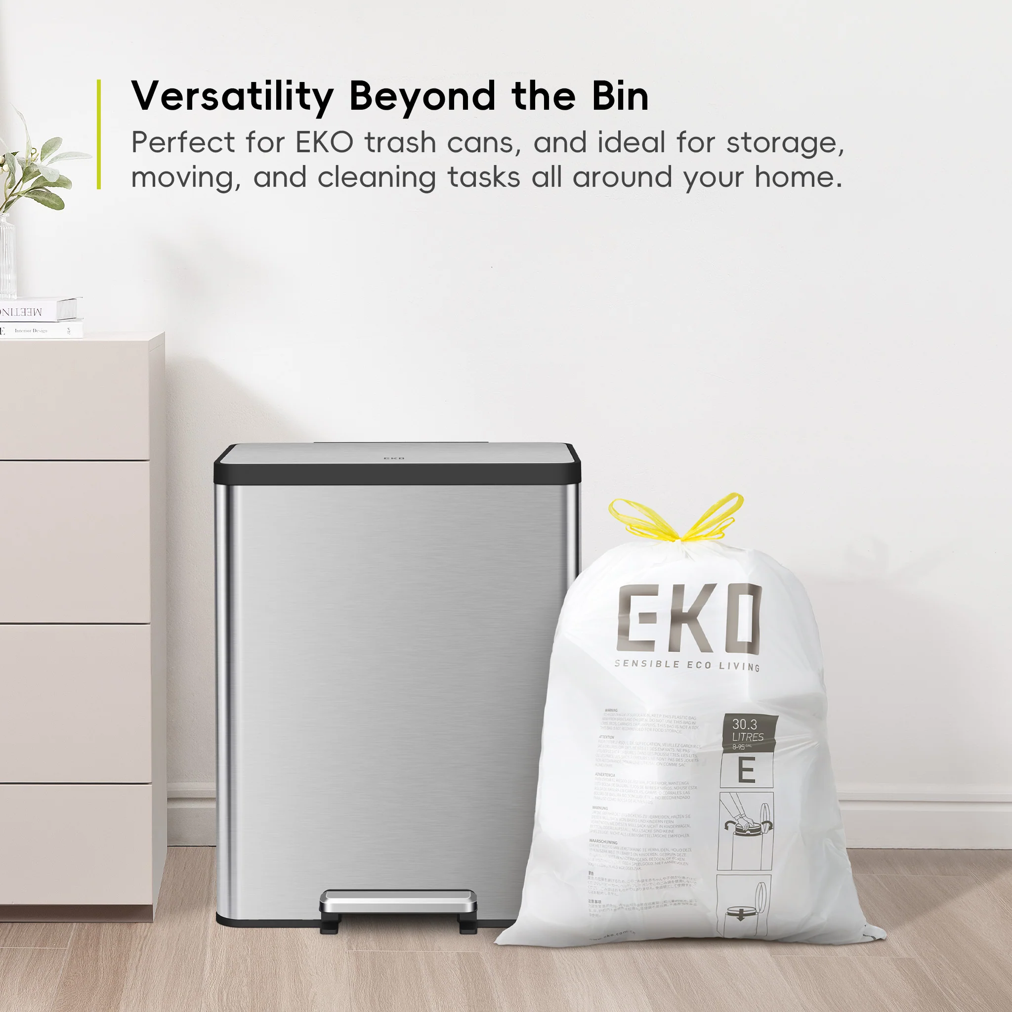 Code E - 8 Gallon Easy-Dispense Roll Trash Bag - 80 Count (30.3-36L) - Image 3