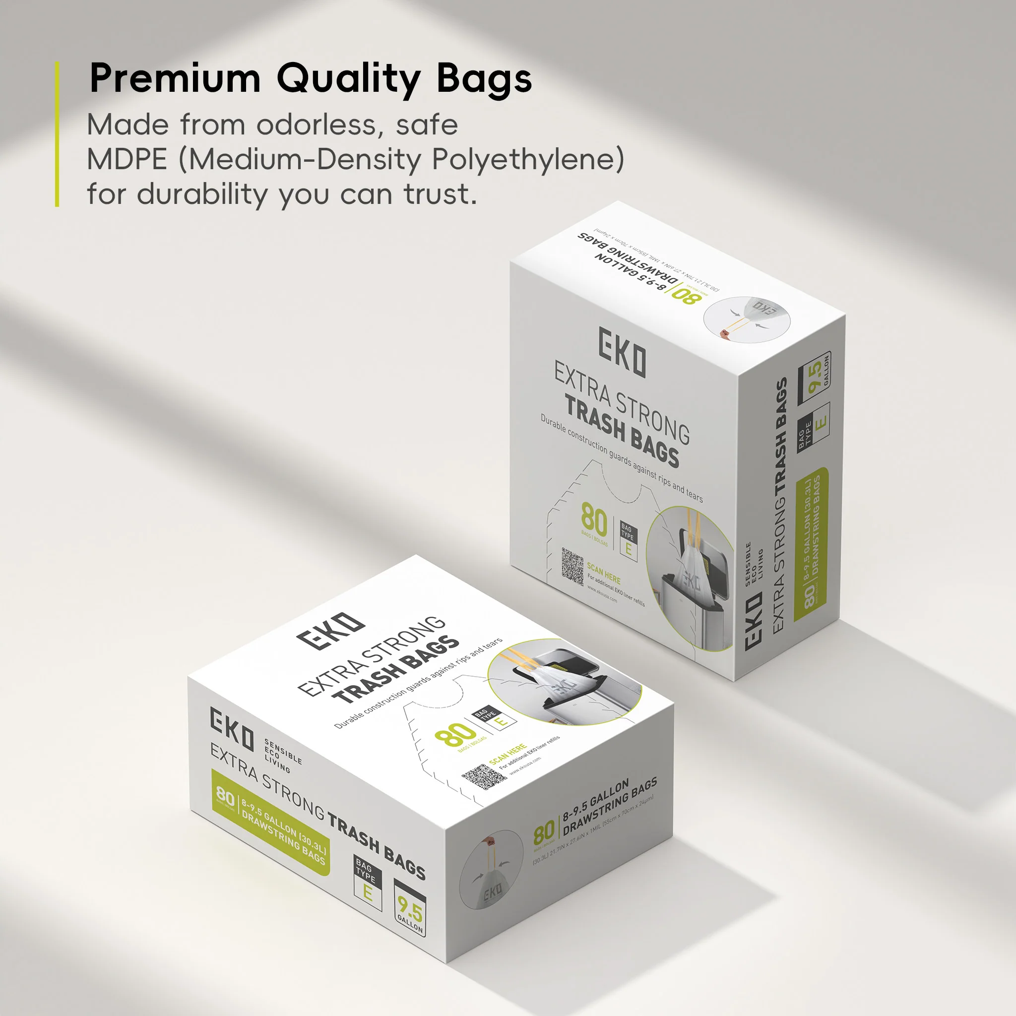 Code E - 8 Gallon Easy-Dispense Roll Trash Bag - 80 Count (30.3-36L) - Image 6