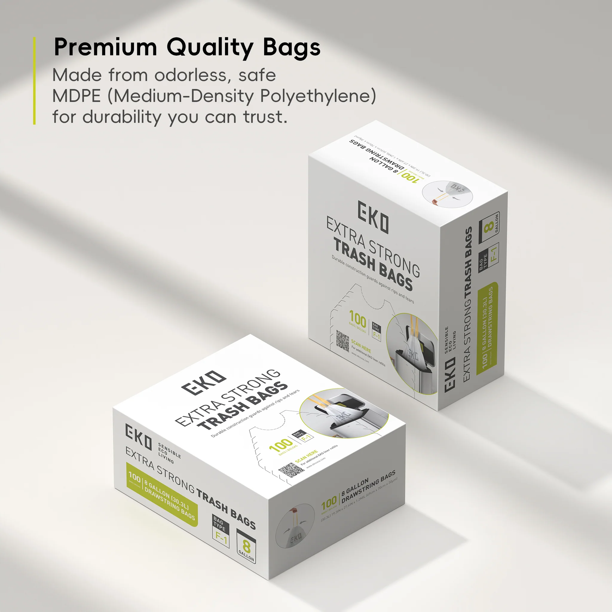 Code F-1 Slim - 8 Gallon Garbage Bags - 100 Count (30.3L) - Image 8