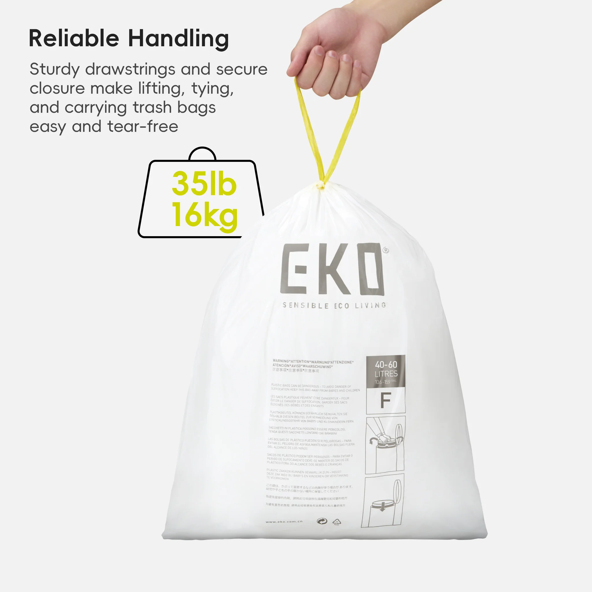 Code F - 13 Gallon Easy-Dispense Roll Trash Bag - 240 Count - Image 8