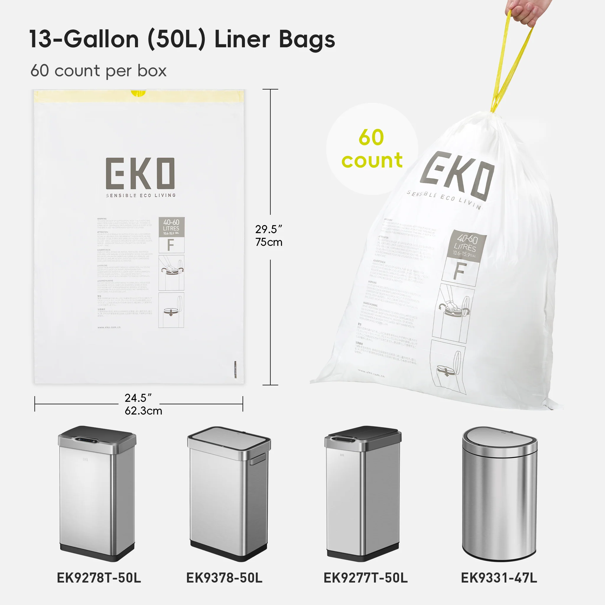 Code F - 13 Gallon Easy-Dispense Roll Trash Bag - 240 Count - Image 9
