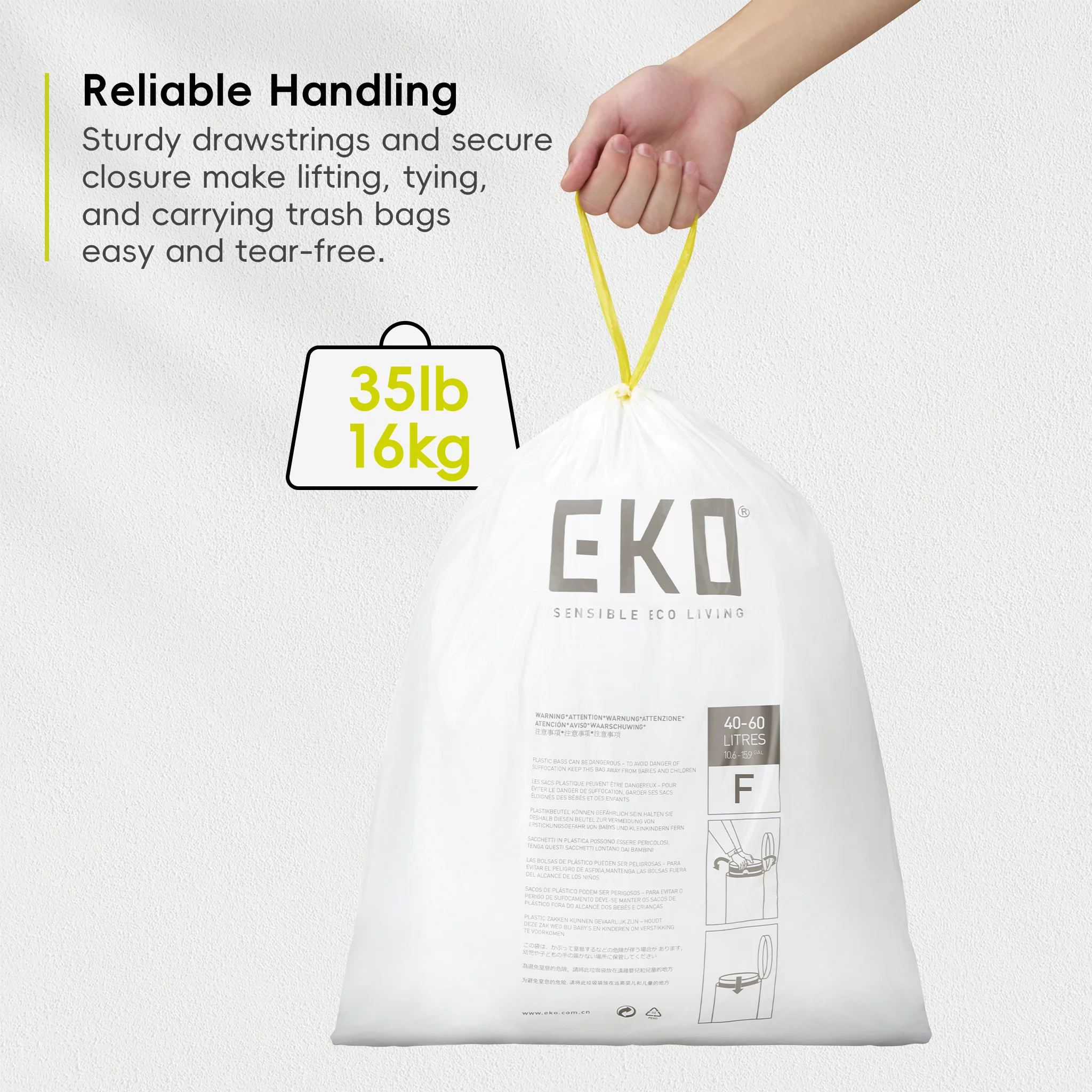 Code F - 13 Gallon  Easy-Dispense Roll Trash Bag - 110 Count (50L) - Image 6