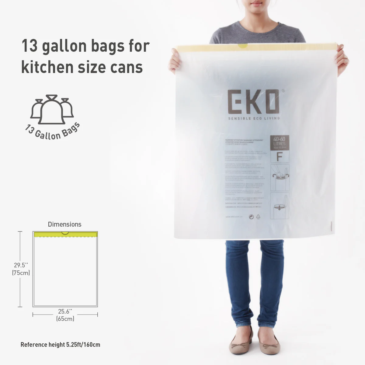 Code F - 13 Gallon  Easy-Dispense Roll Trash Bag - 60 Count (50L) - Image 9