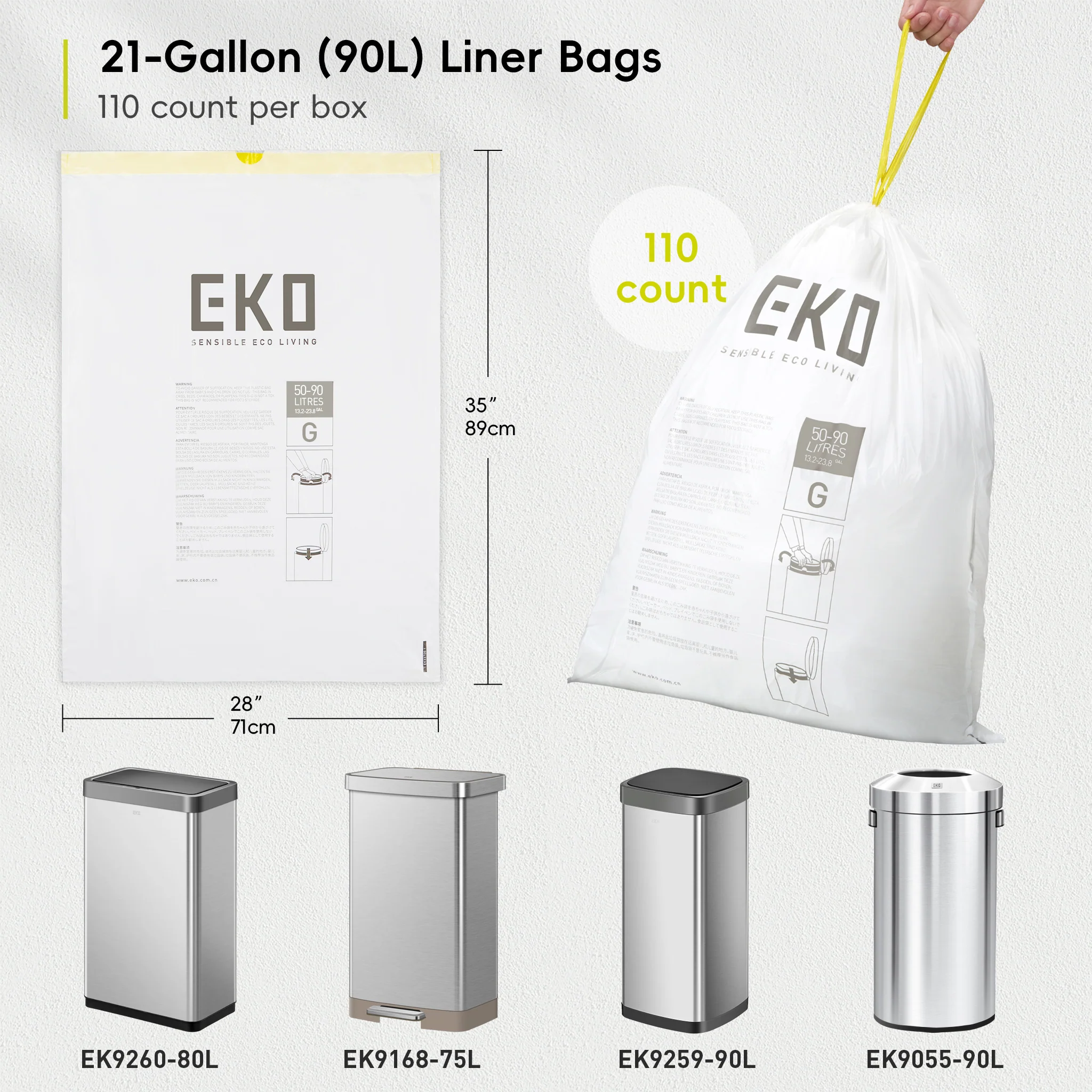 Code G - 21 Gallon  Easy-Dispense Roll Trash Bag - 110 Count (80L) - Image 3