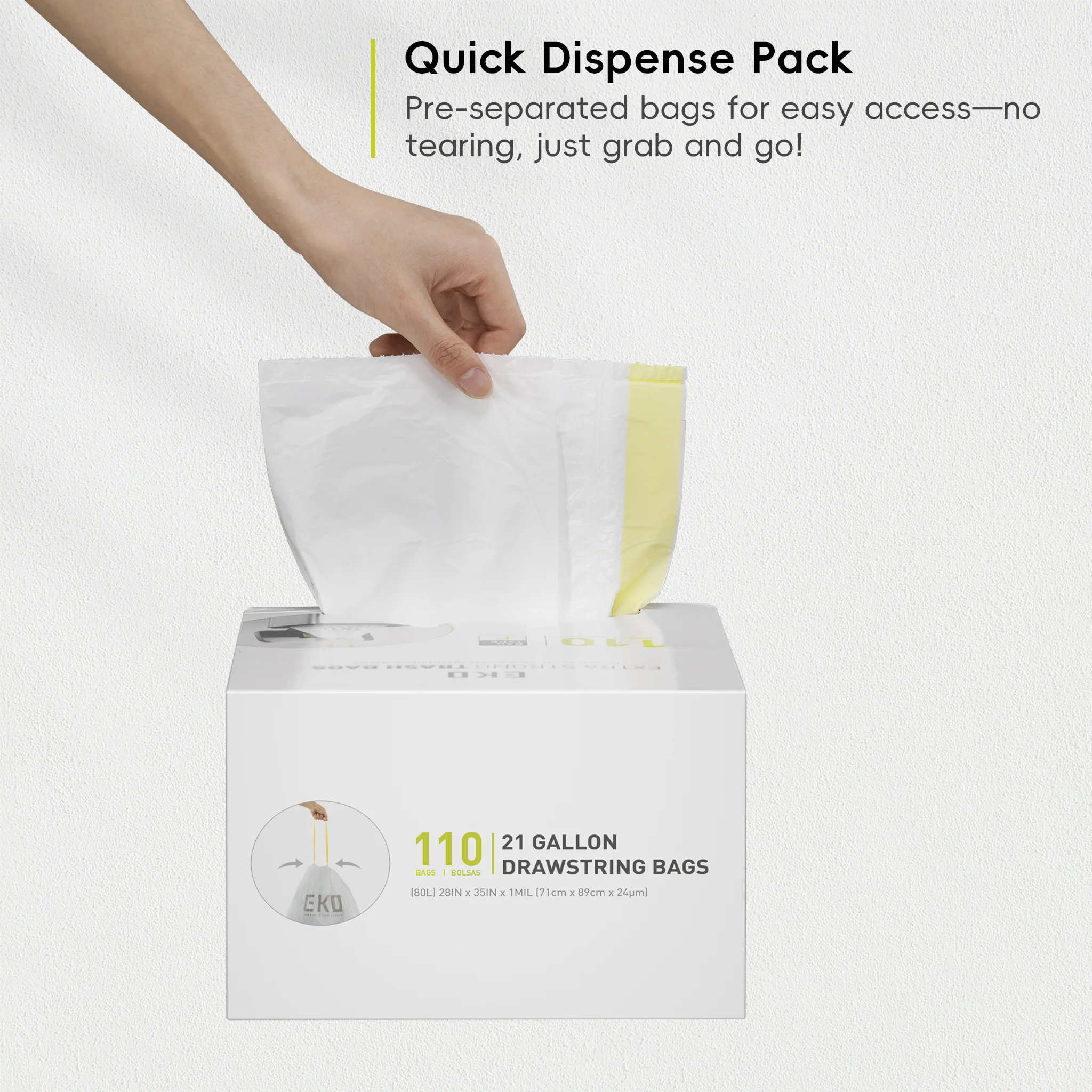 Code G - 21 Gallon  Easy-Dispense Roll Trash Bag - 110 Count (80L) - Image 5