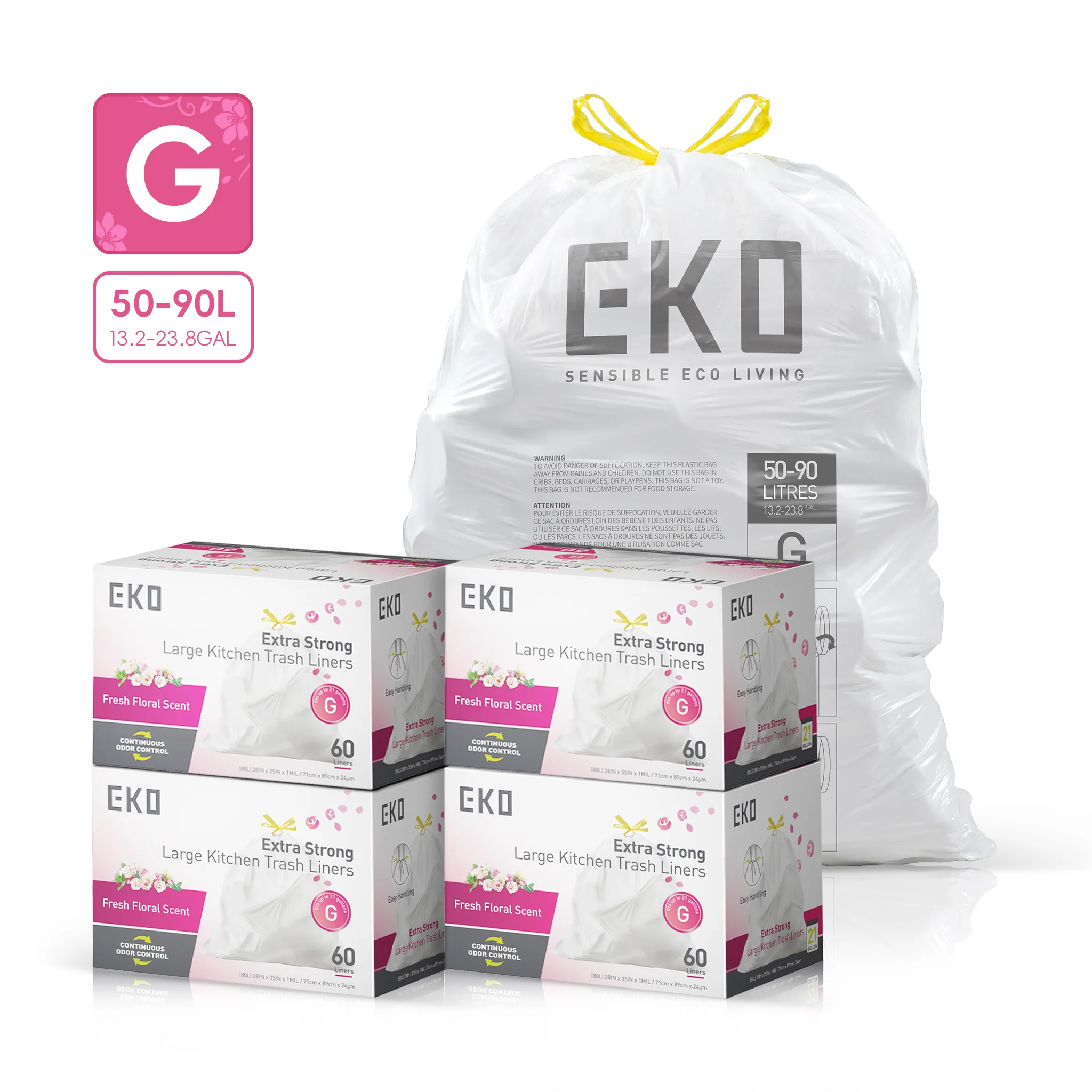 Code G - 21 Gallon Easy-Dispense Roll Trash Bag - 240 Count - Image 10