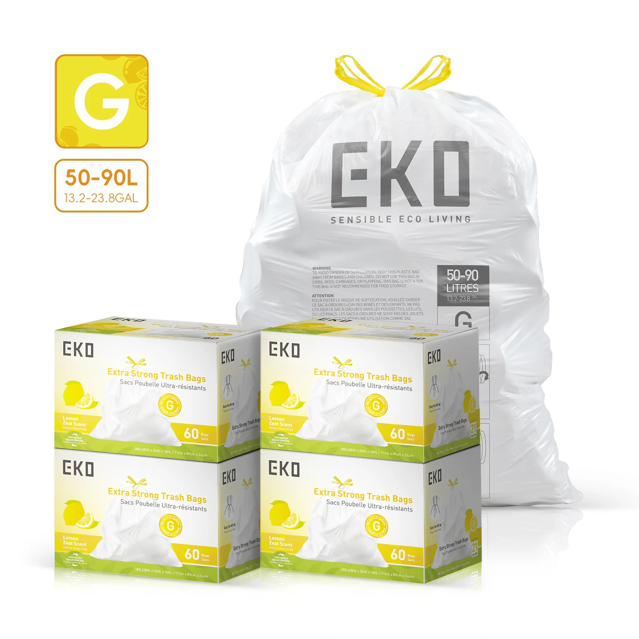 Code G - 21 Gallon Easy-Dispense Roll Trash Bag - 240 Count - Image 11