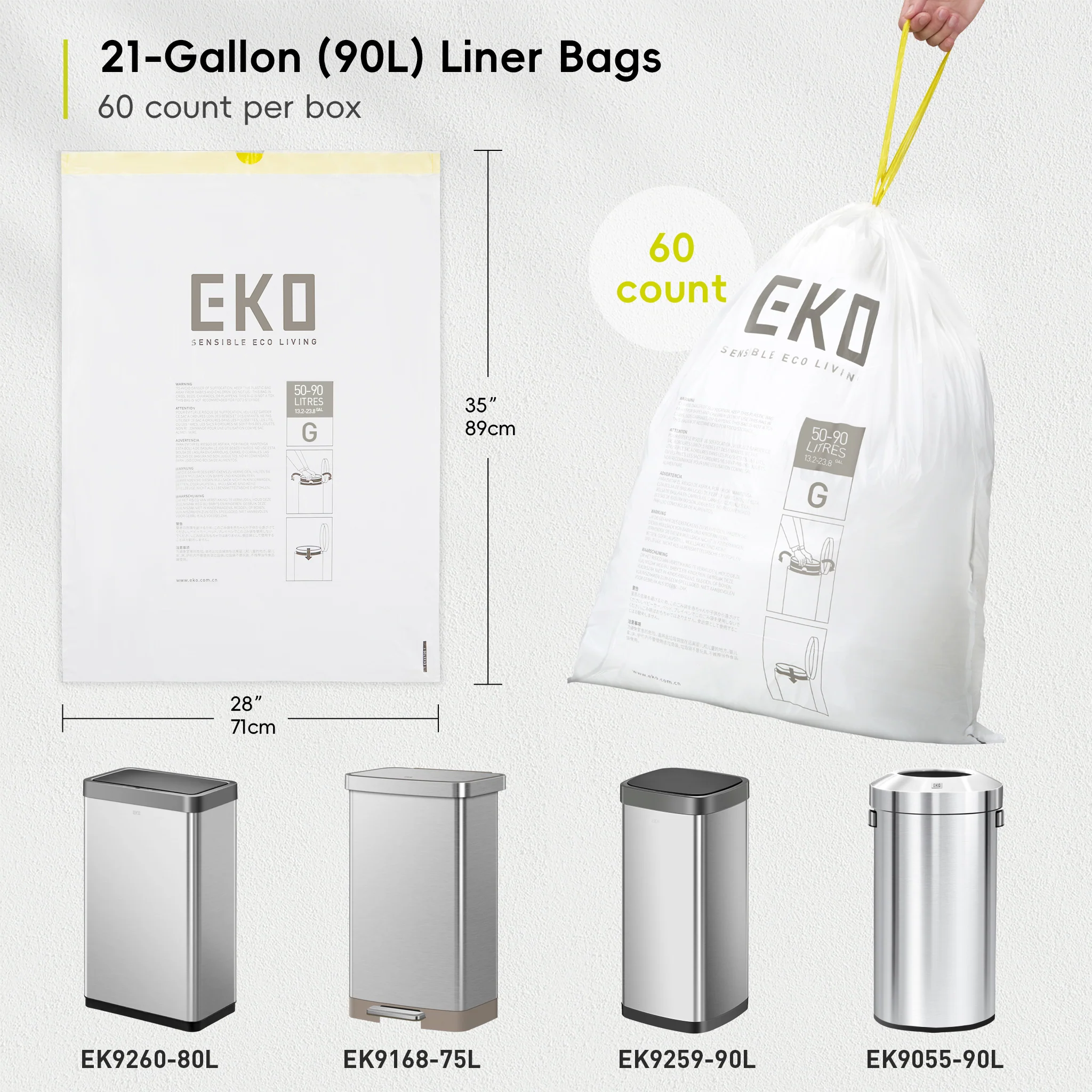 Code G -21 Gallon Easy-Dispense Roll Trash Bag - 60 Count-Fresh Floral Scent - Image 6