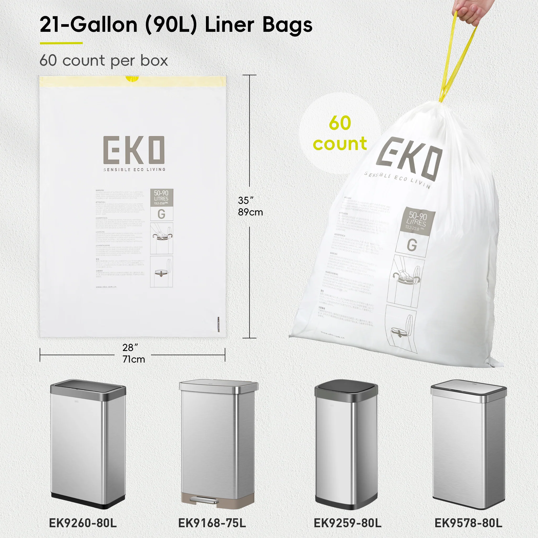 Code G -21 Gallon Easy-Dispense Roll Trash Bag - 60 Count-Lavender Scent - Image 8