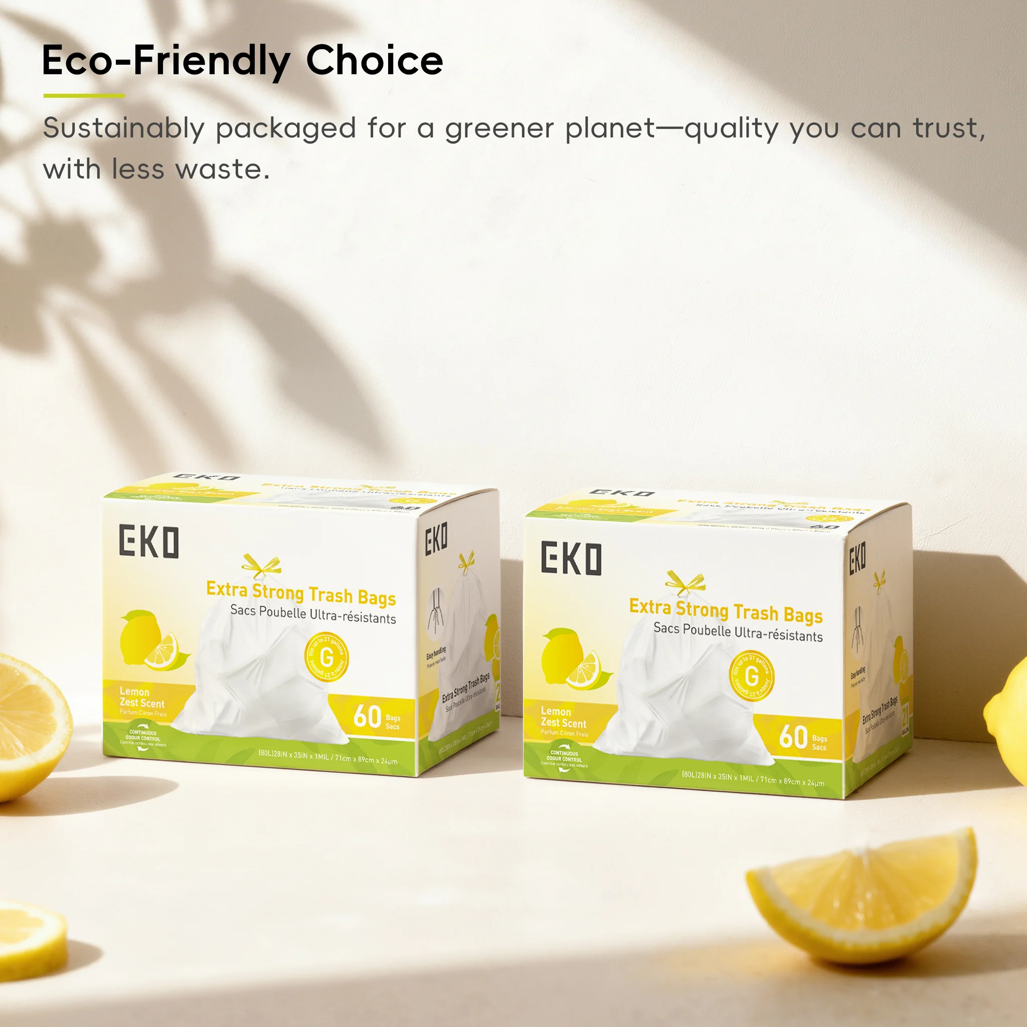 Code G -21 Gallon Easy-Dispense Roll Trash Bag - 60 Count-Lemon Scent - Image 5