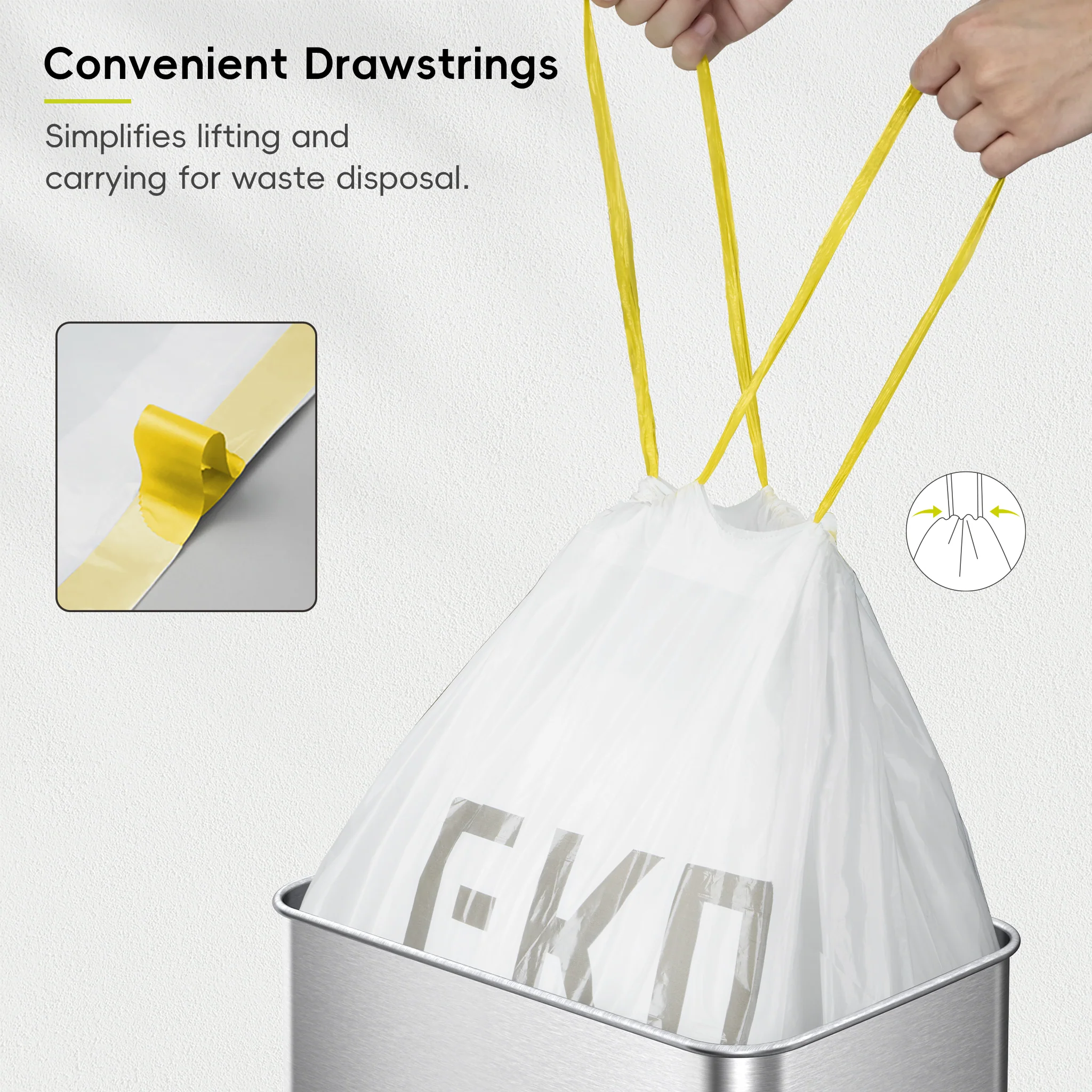 Code J - 12.9 Gallon (45-49L) Easy-Dispense Roll Trash Bag - 110 Count - Image 6