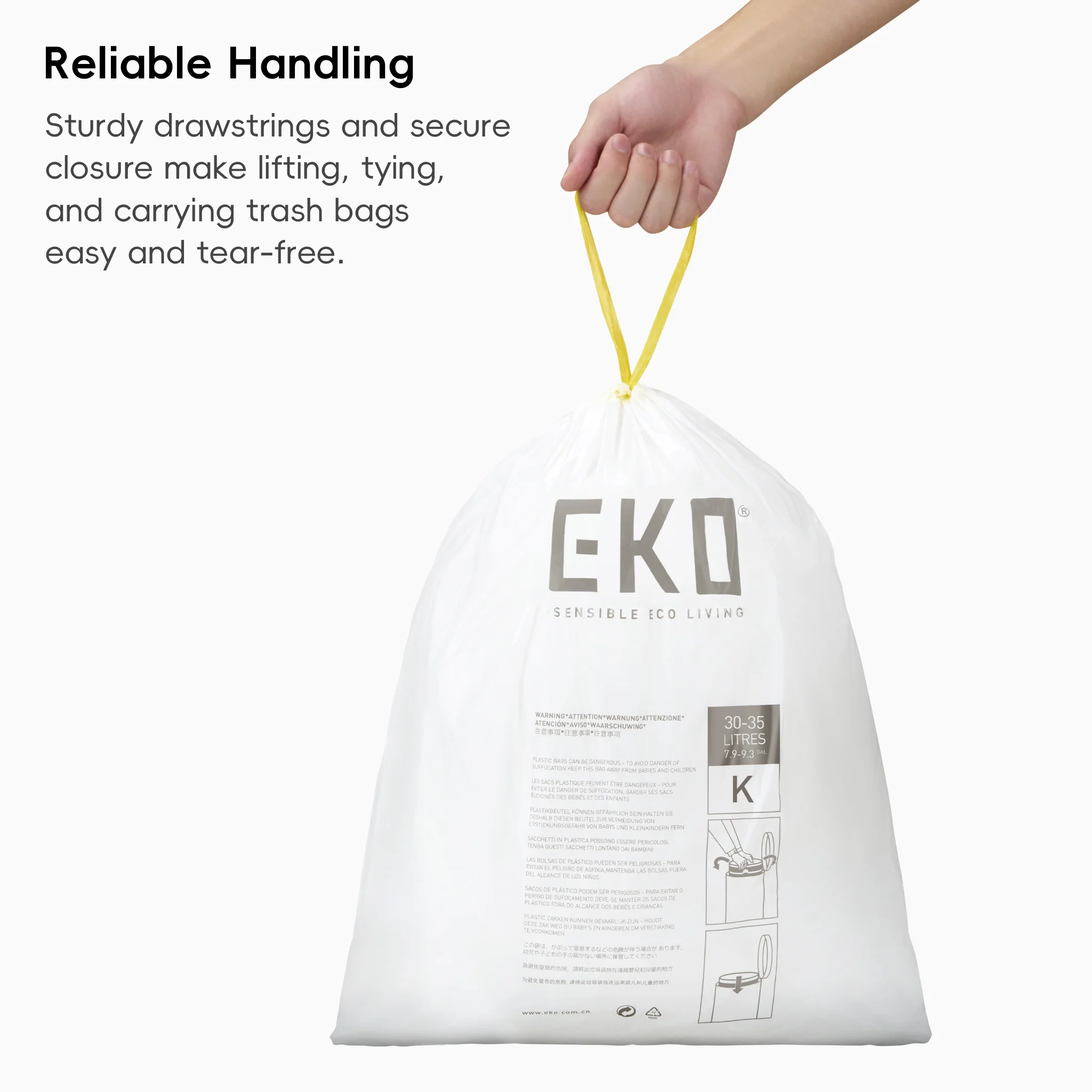 Code K -9.3 Gallon Easy-Dispense Roll Trash Bag - 110 Count - Image 5
