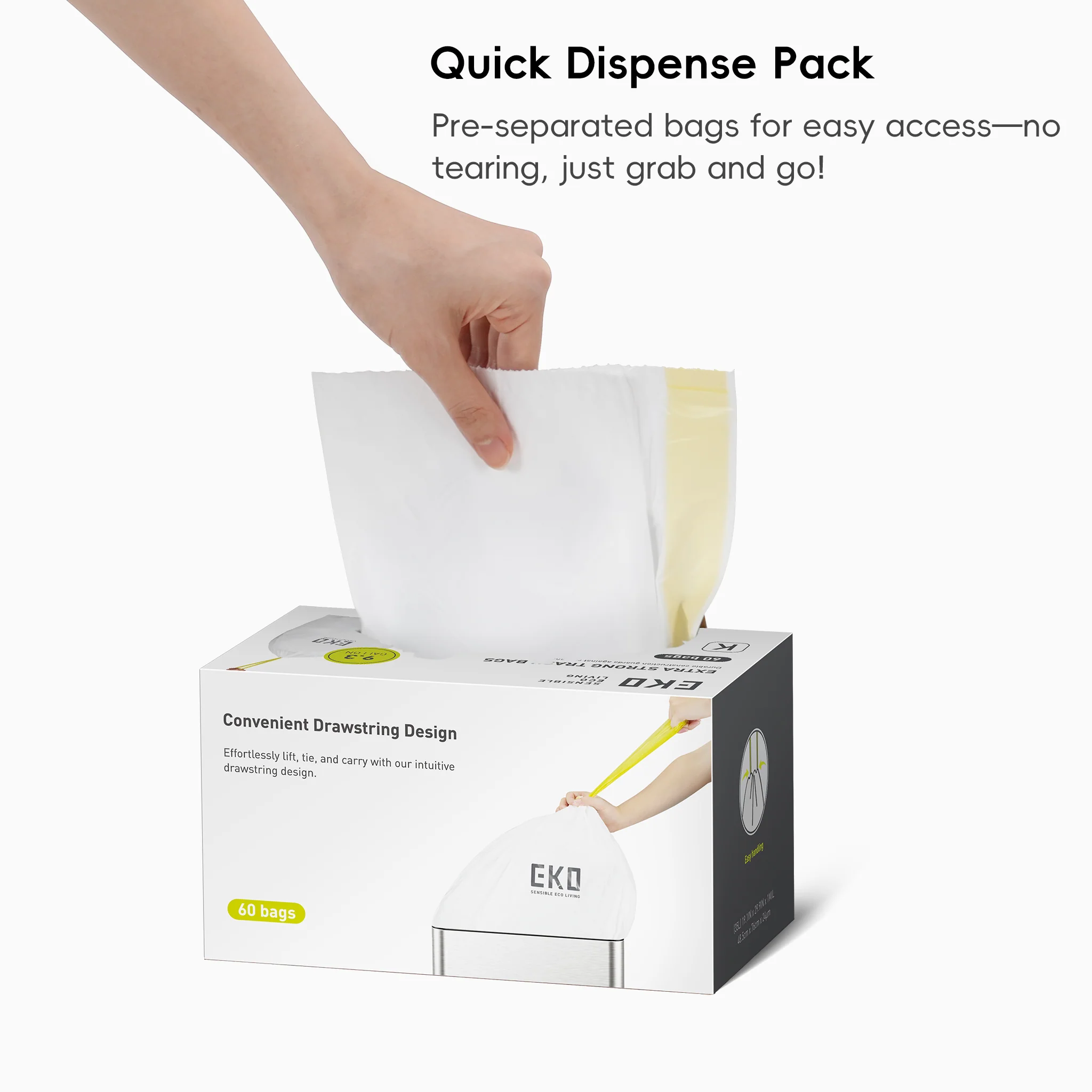 Code K -9.3 Gallon Easy-Dispense Roll Trash Bag - 60 Count - Image 9