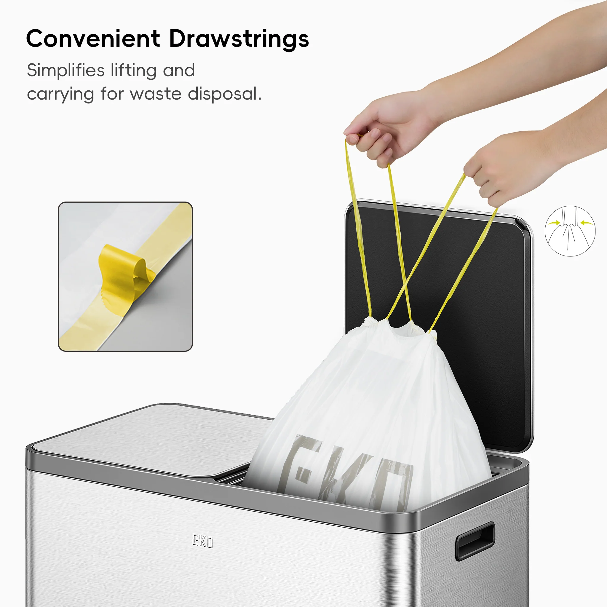 Code M -10.6 Gallon Easy-Dispense Roll Trash Bag - 60 Count - Image 6