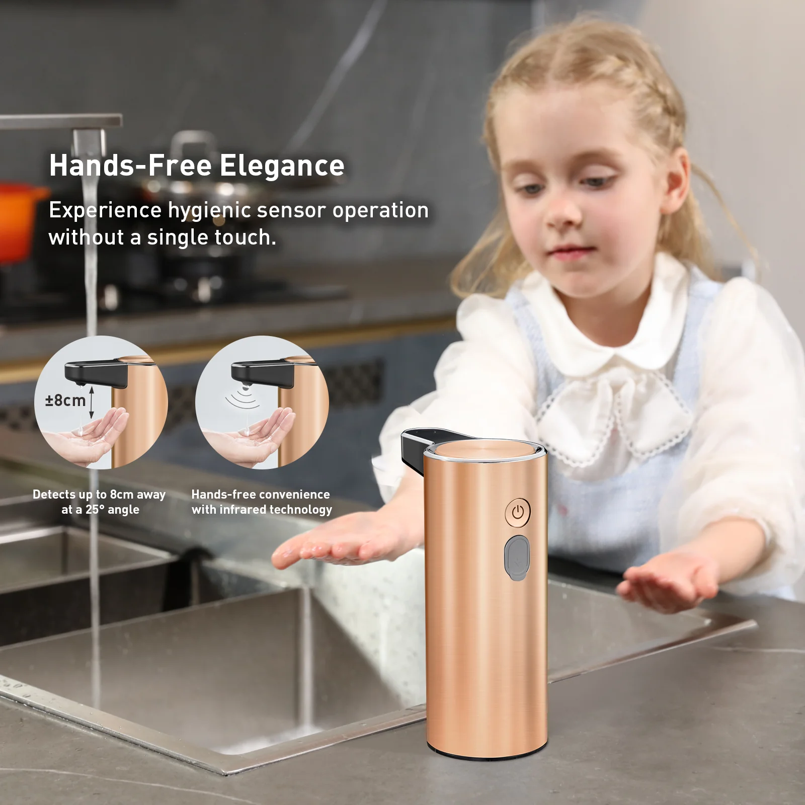 Deluxe Aroma Smart Liquid Soap Dispenser - Rose Gold - Image 3