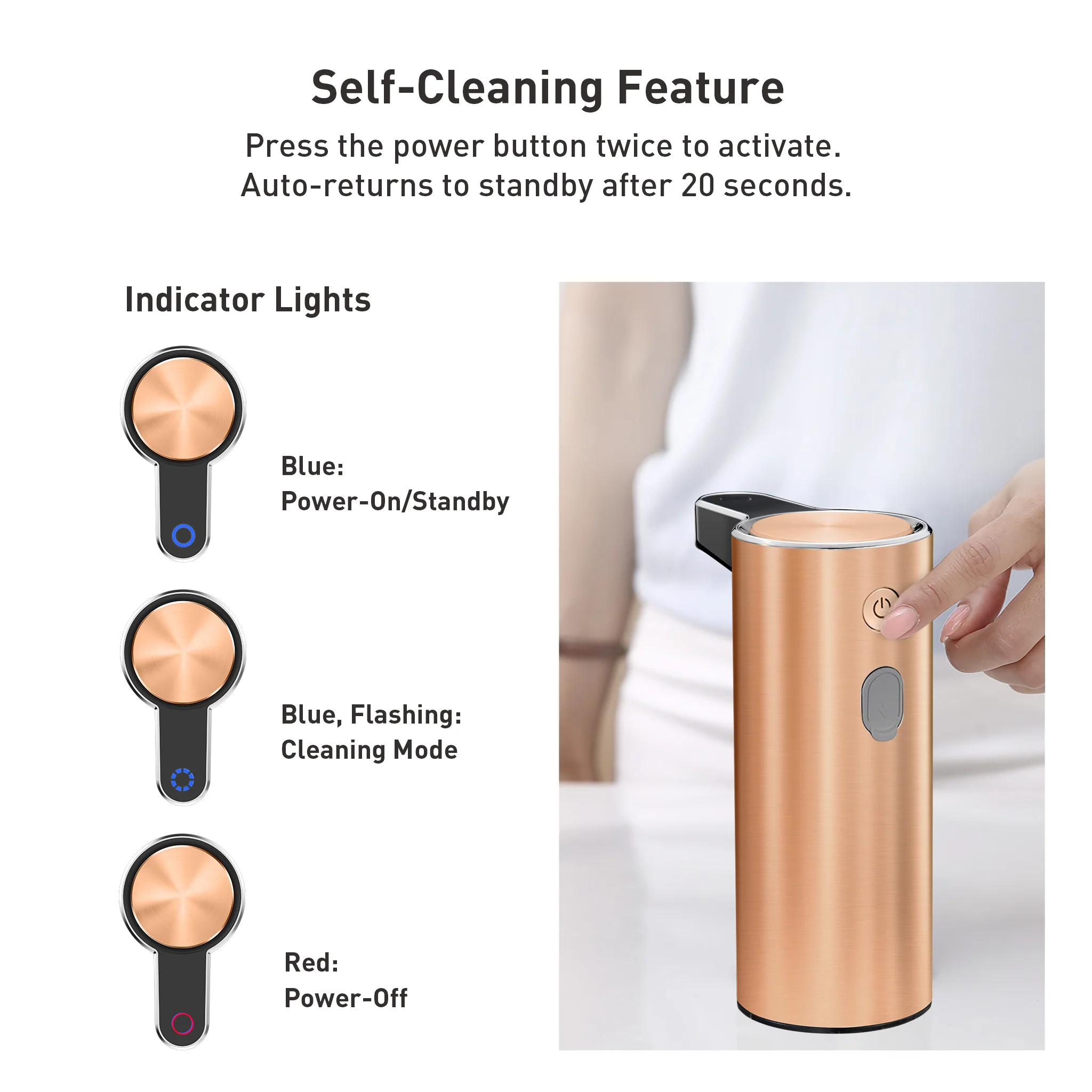 Deluxe Aroma Smart Liquid Soap Dispenser - Rose Gold - Image 7